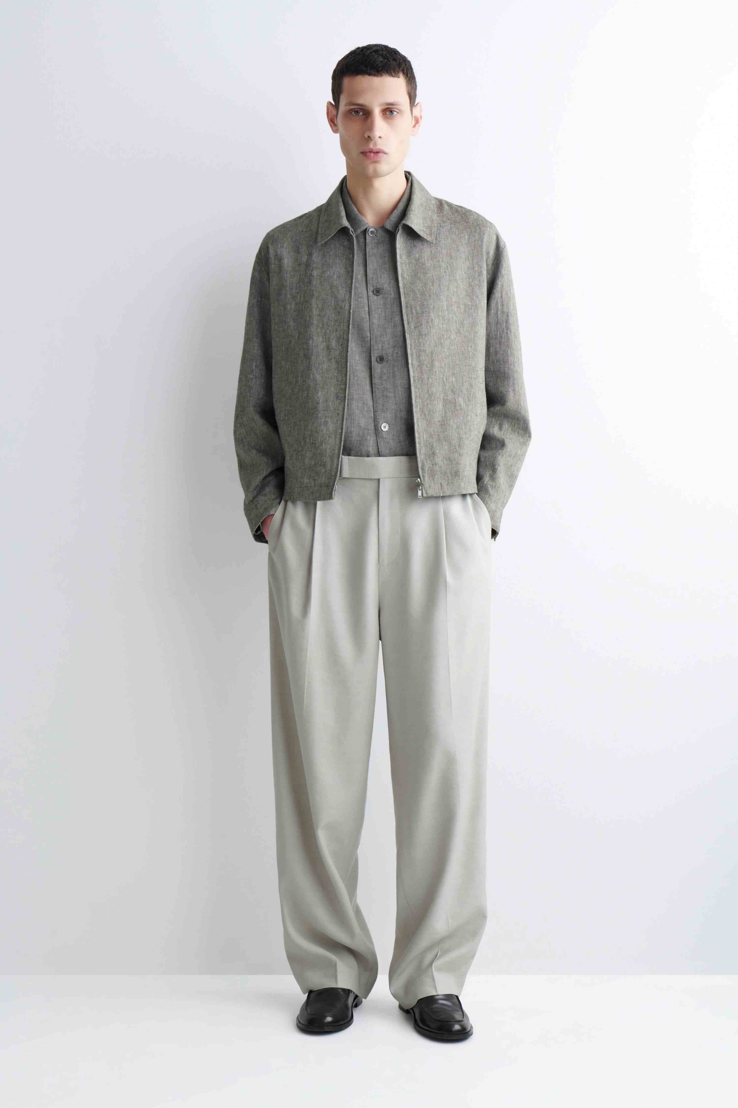 LINEN BLOUSON JACKET - 4