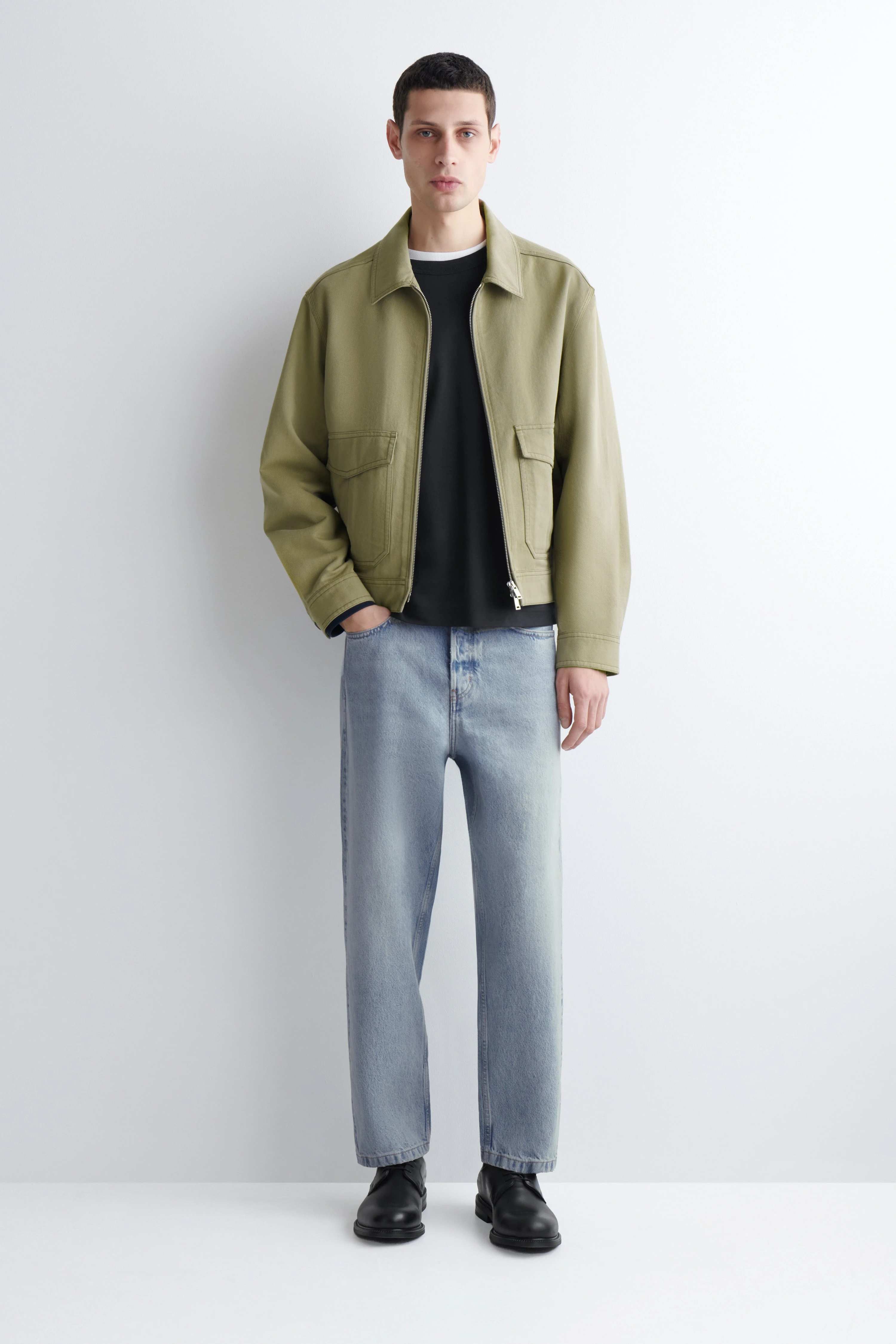 COTTON-BLEND ZIP-UP UTILITY JACKET