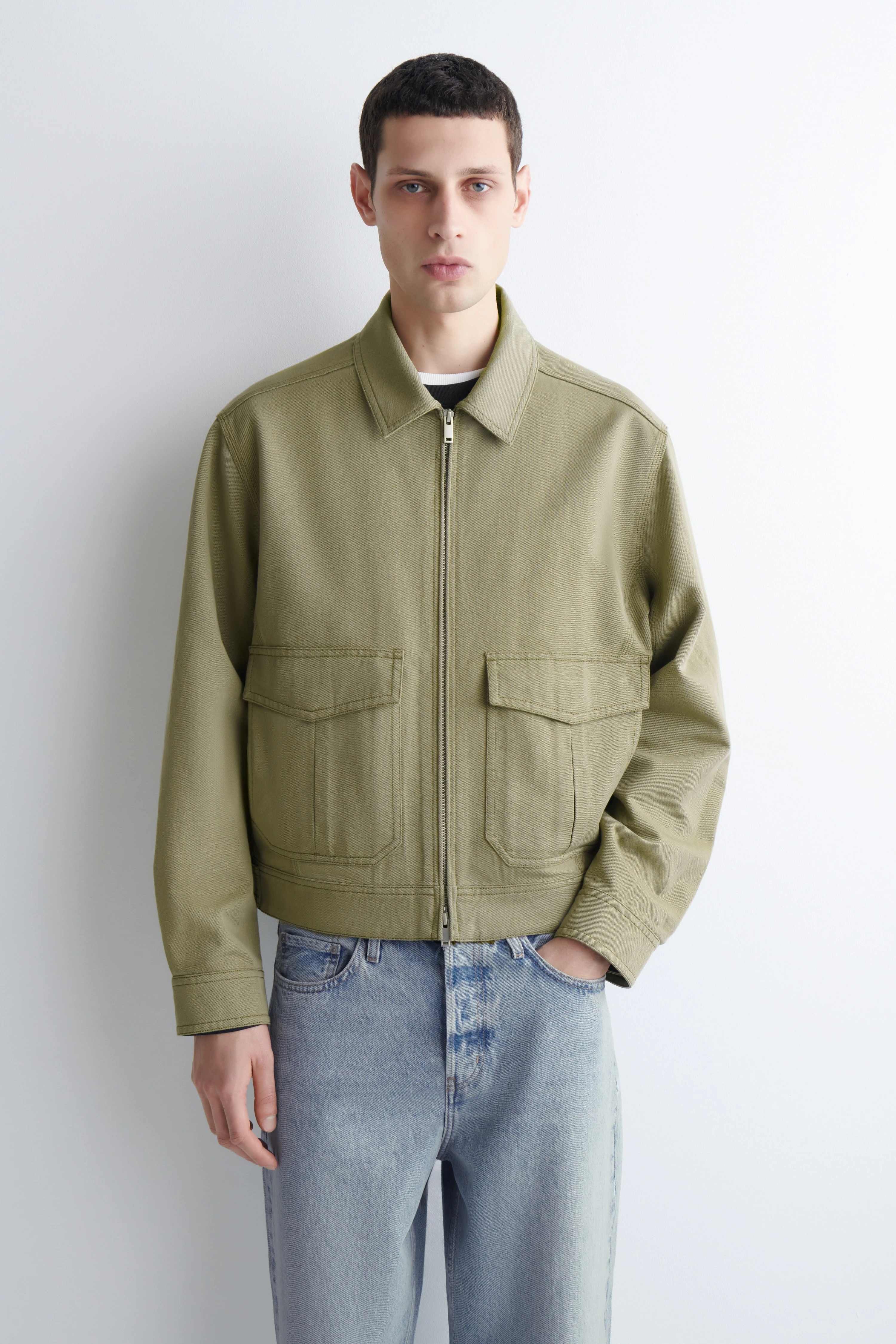 COTTON-BLEND ZIP-UP UTILITY JACKET - 4