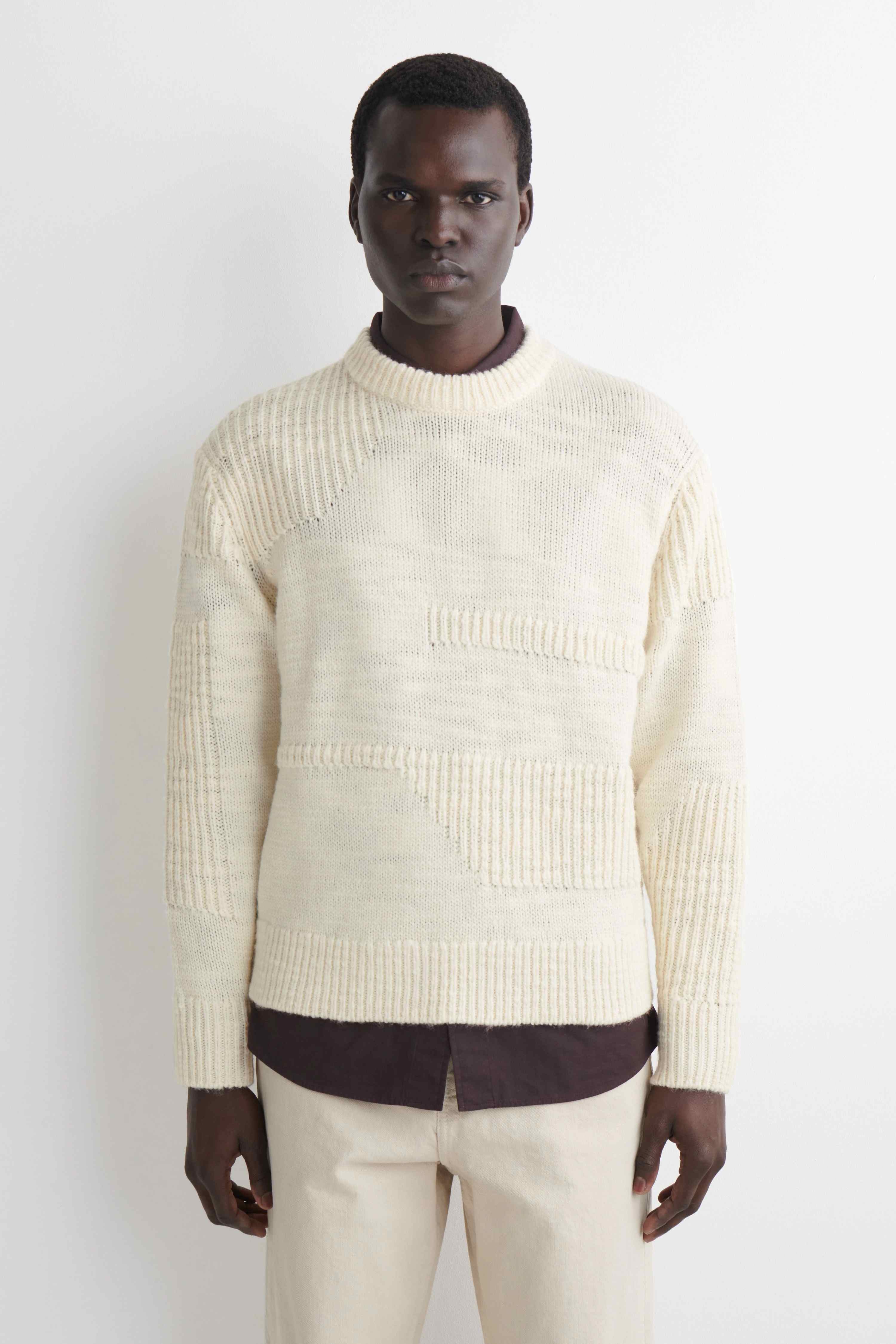 LADDER-STITCH WOOL JUMPER