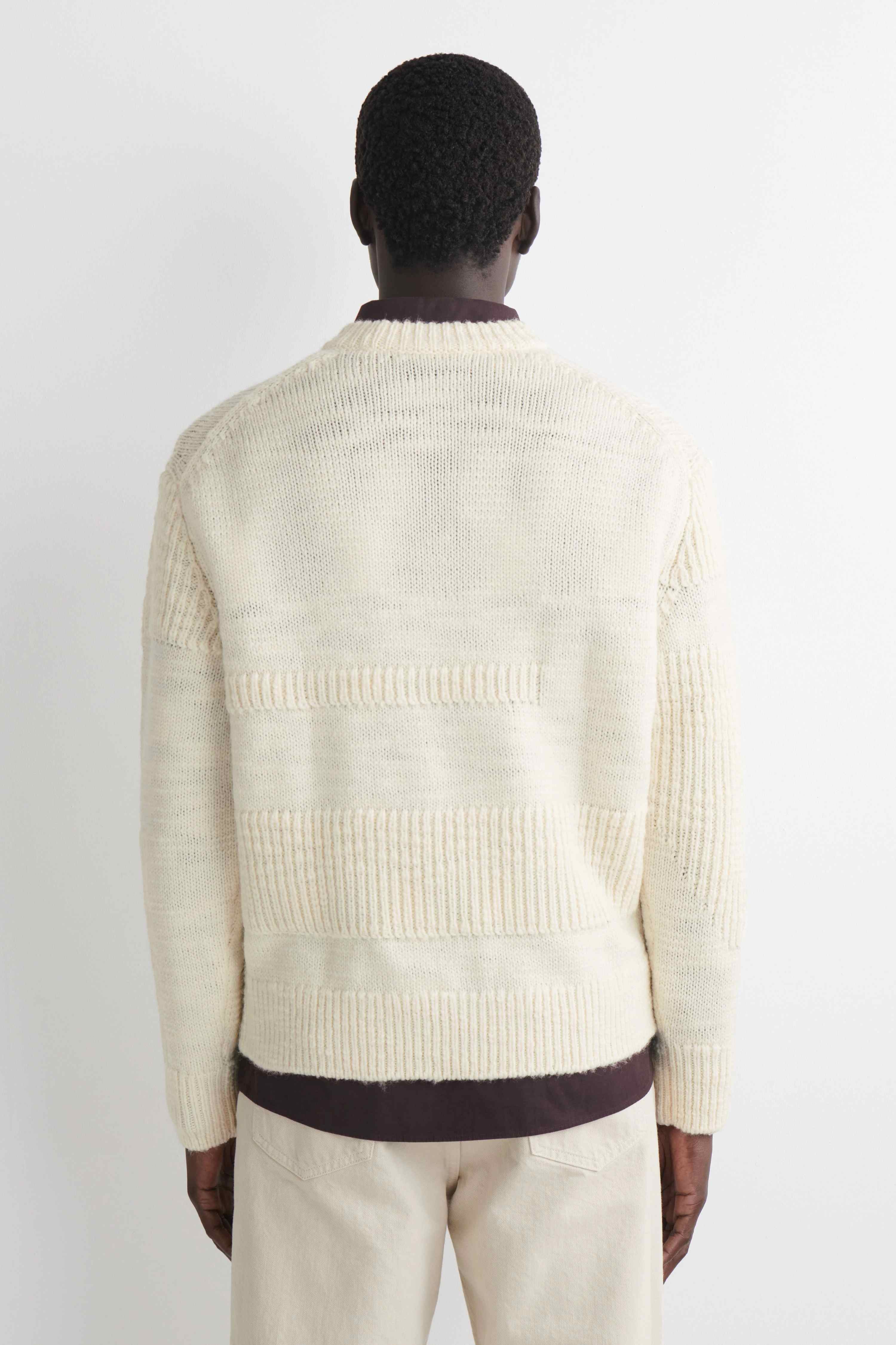 LADDER-STITCH WOOL JUMPER