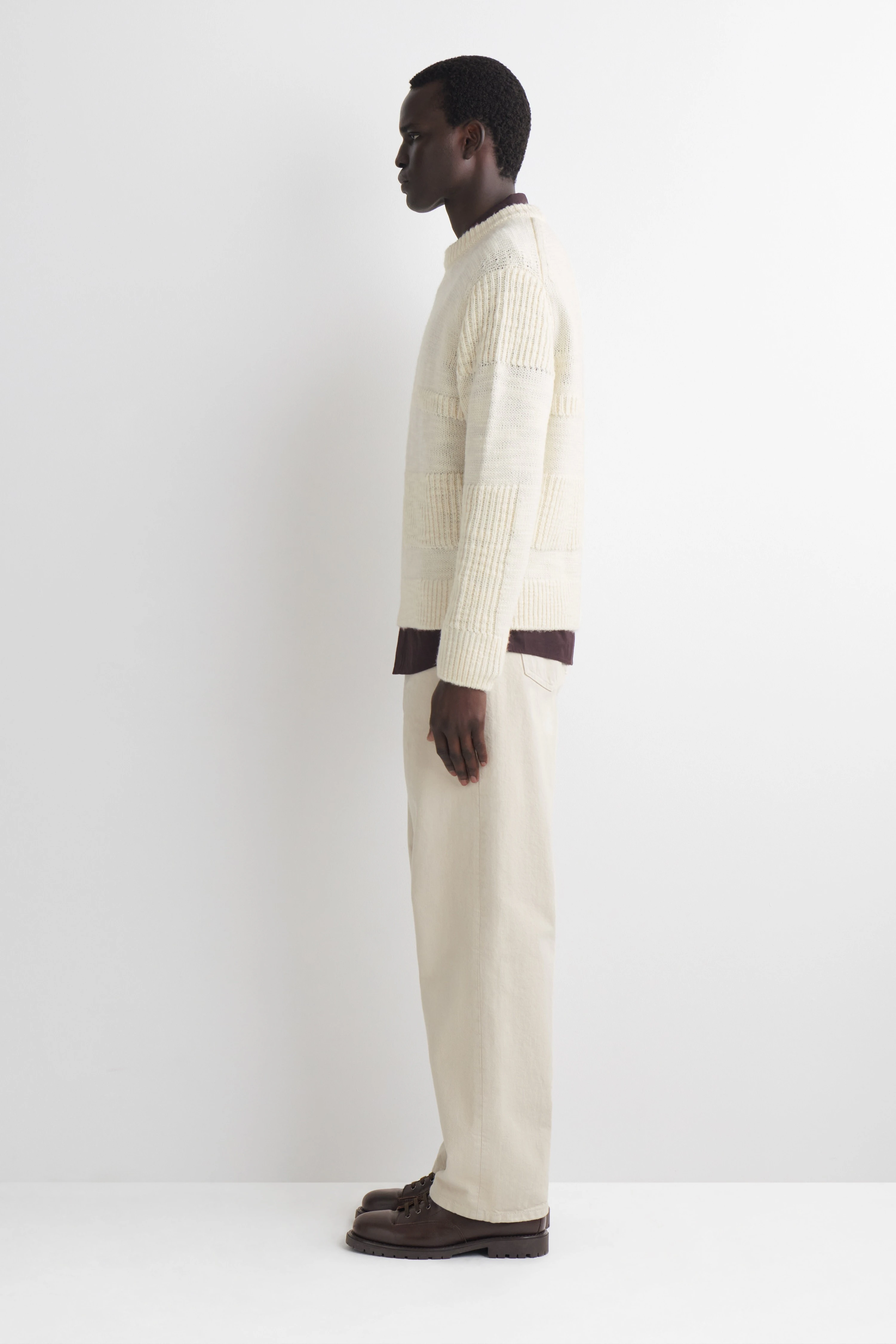 LADDER-STITCH WOOL JUMPER - 3