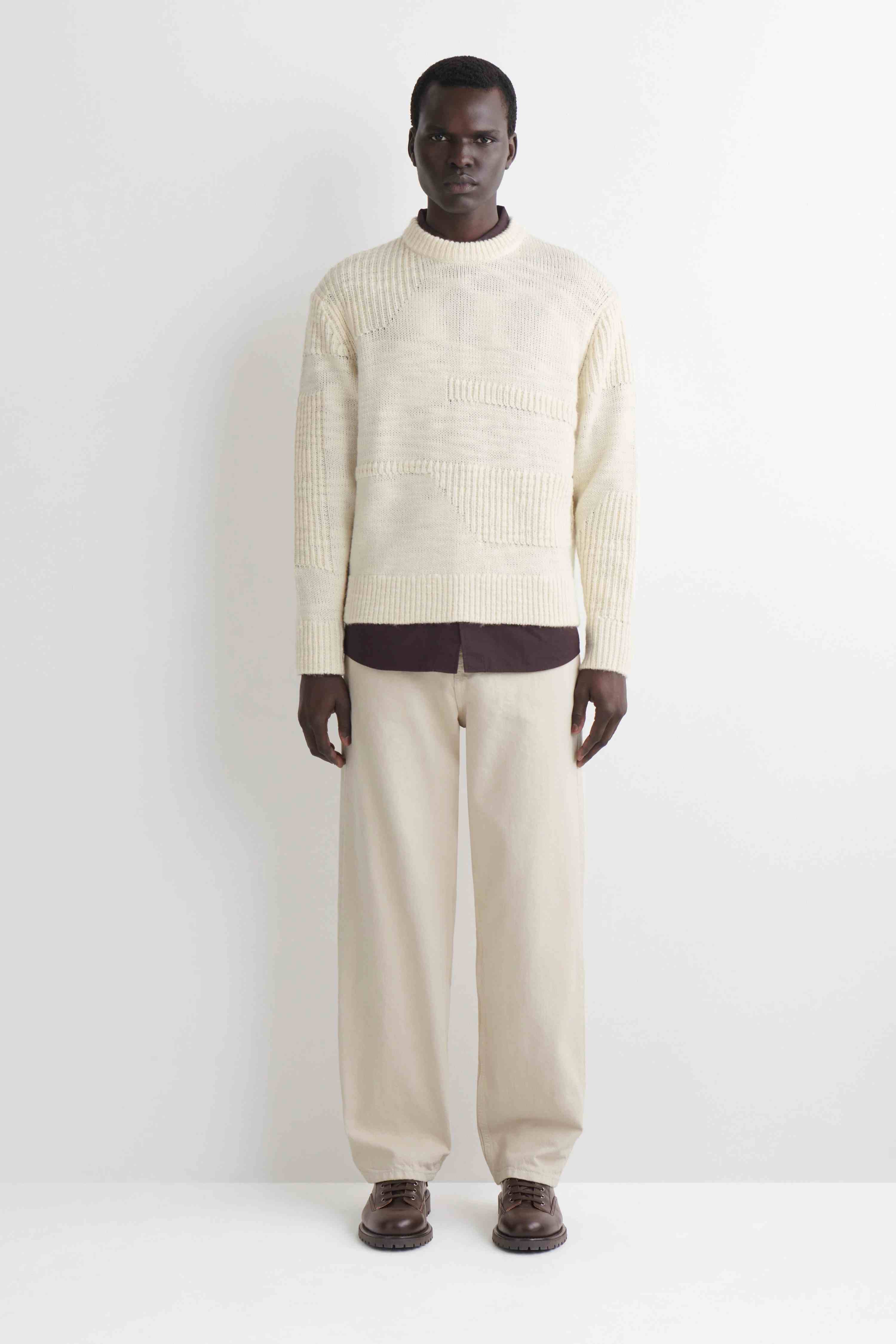 LADDER-STITCH WOOL JUMPER - 4