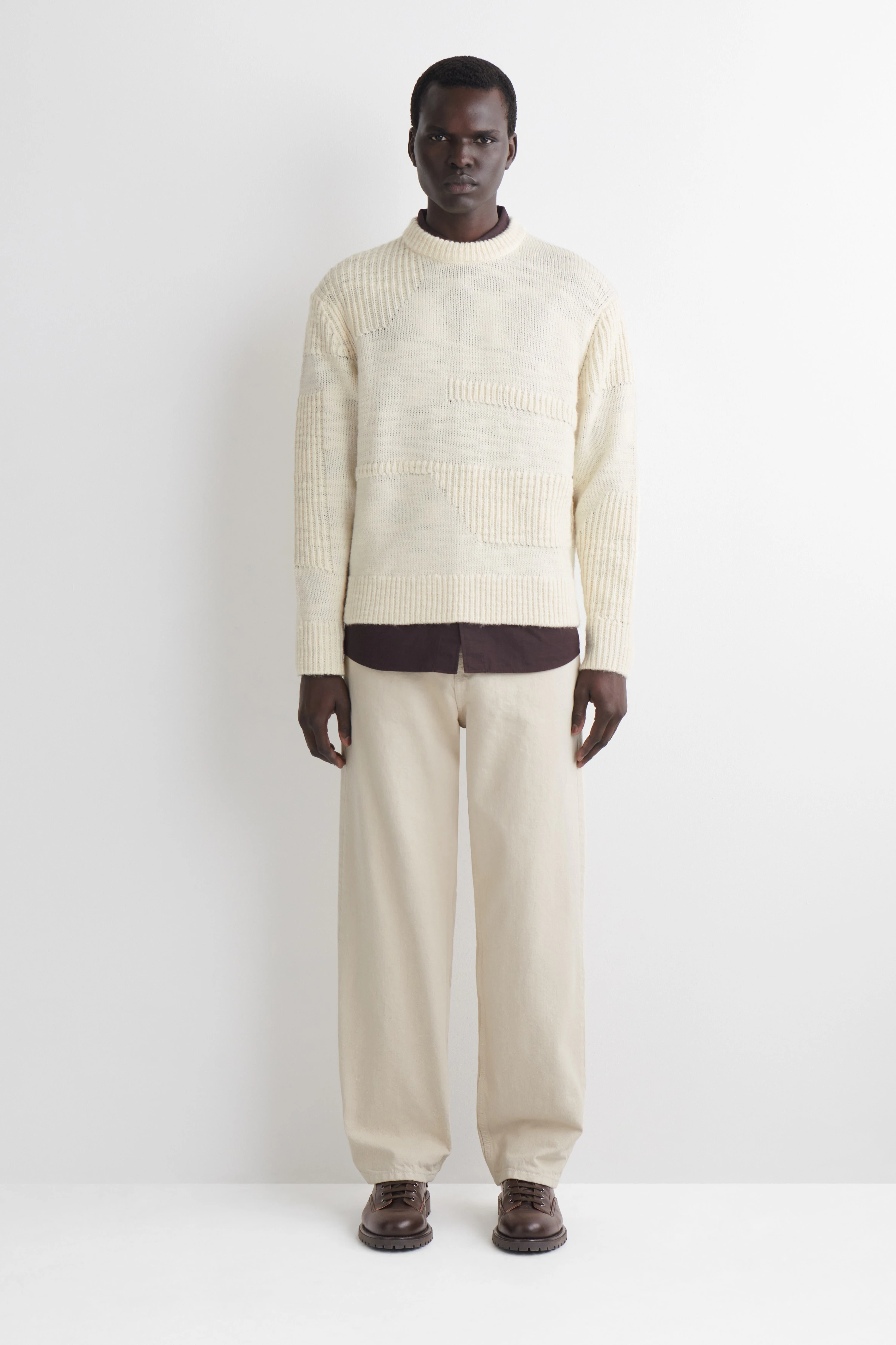LADDER-STITCH WOOL JUMPER - 4
