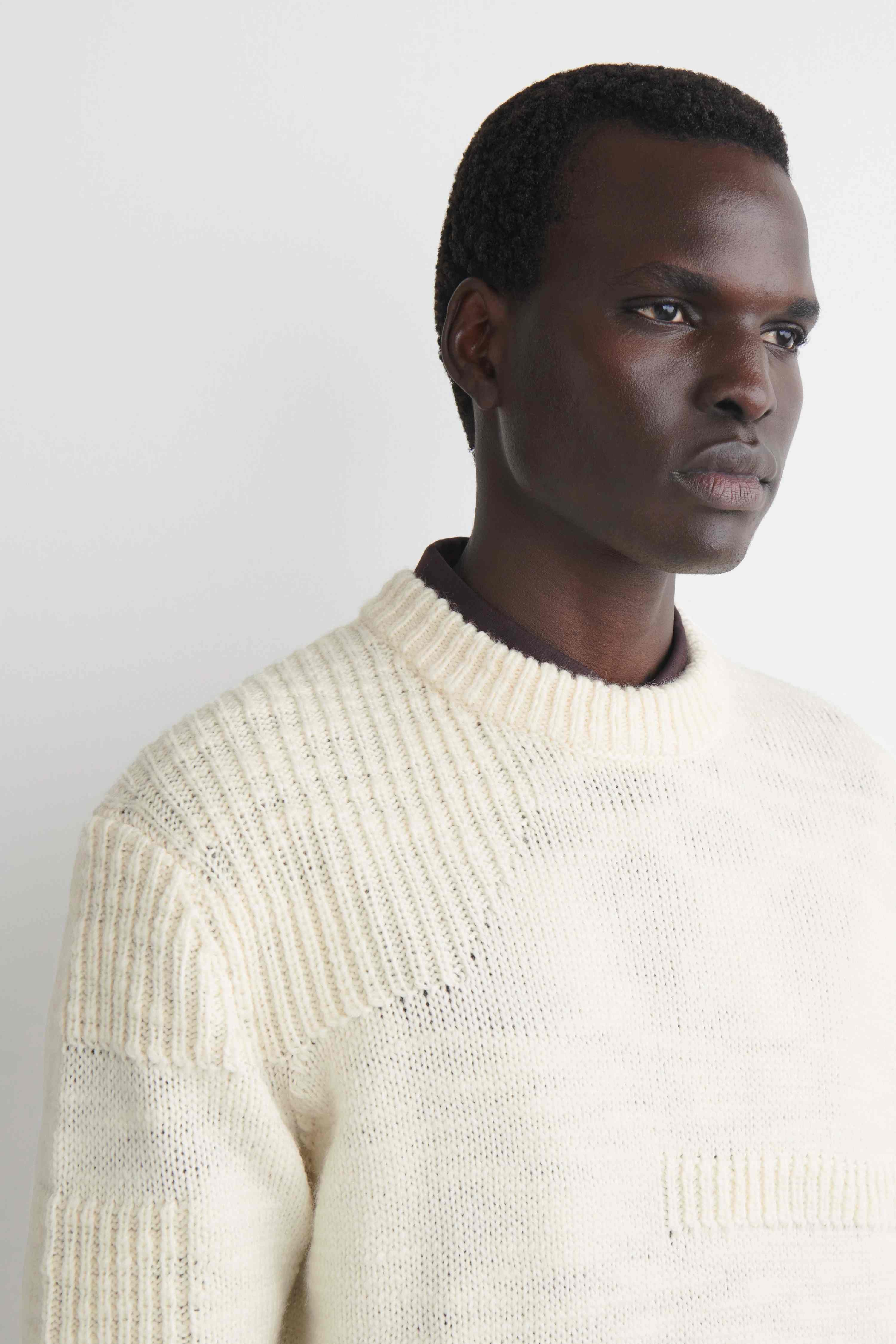 LADDER-STITCH WOOL JUMPER - 5