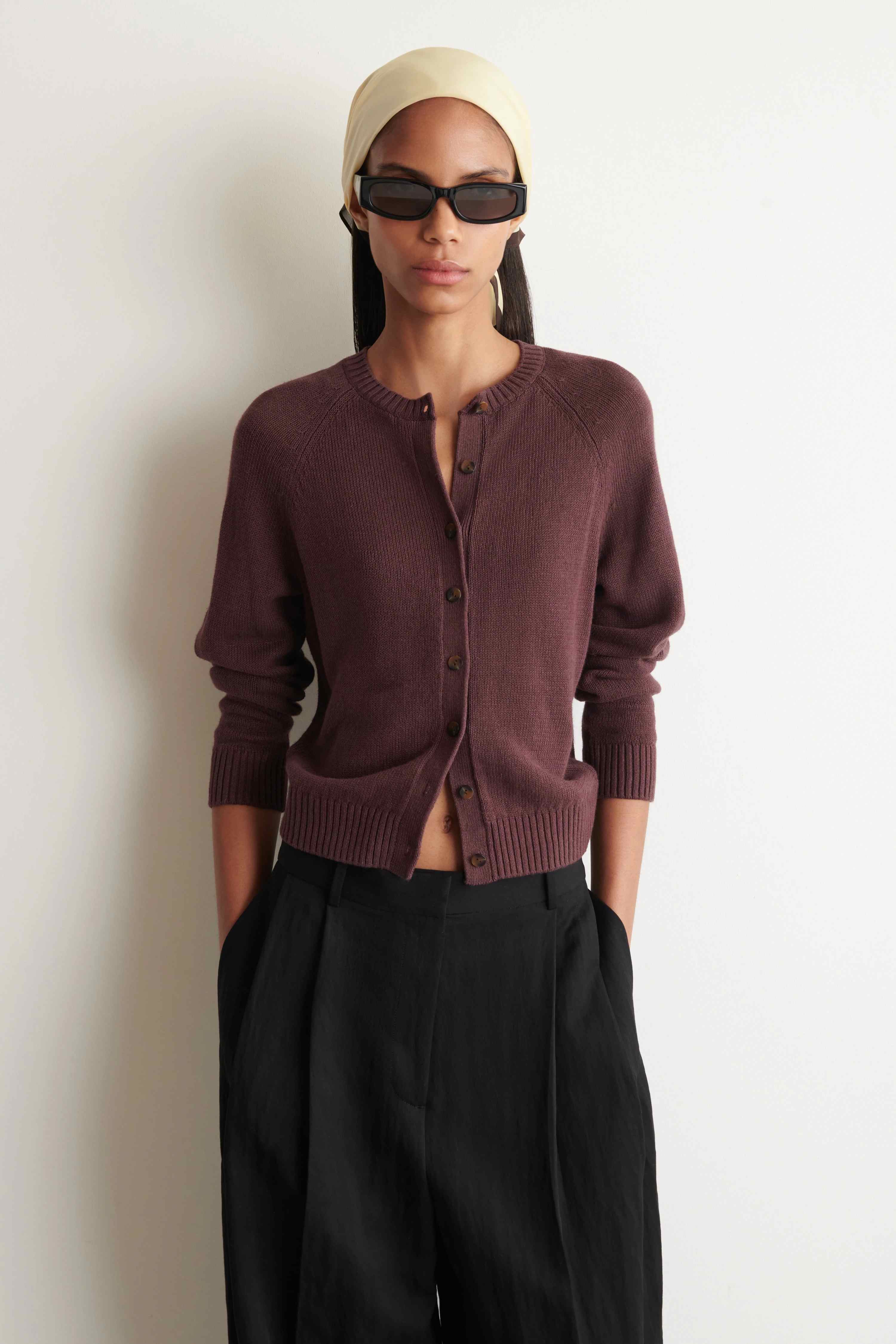 KNITTED LINEN CARDIGAN - 1