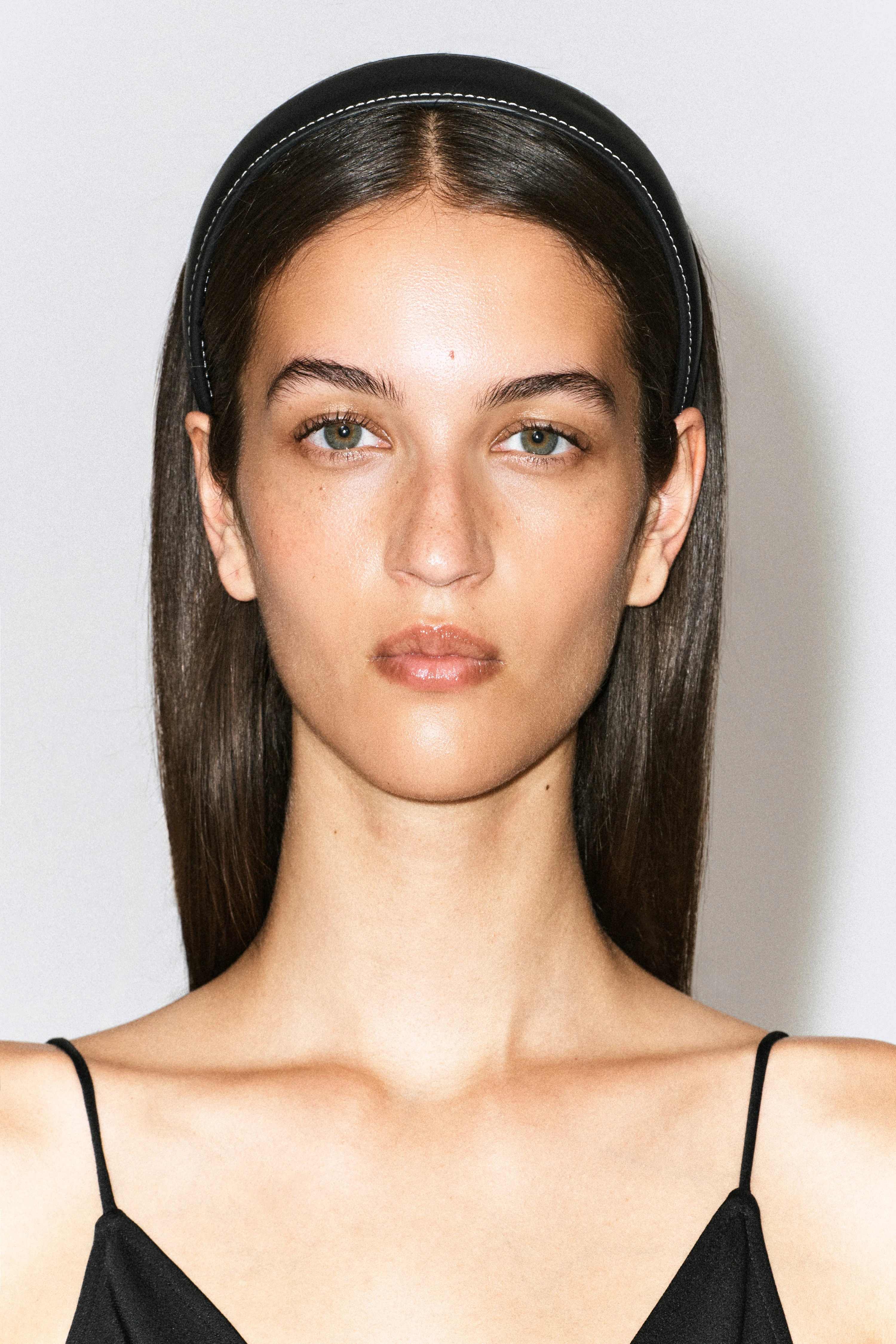 TOPSTITCHED LEATHER HEADBAND - 1