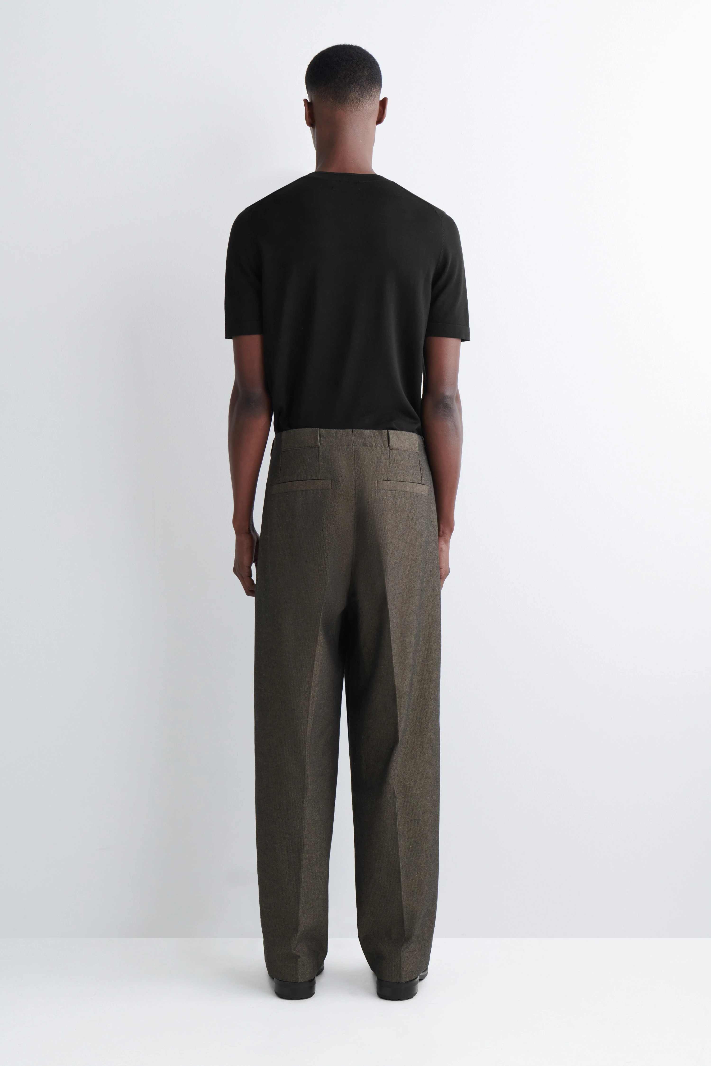 HERRINGBONE RELAXED-FIT WIDE-LEG TROUSERS - 3