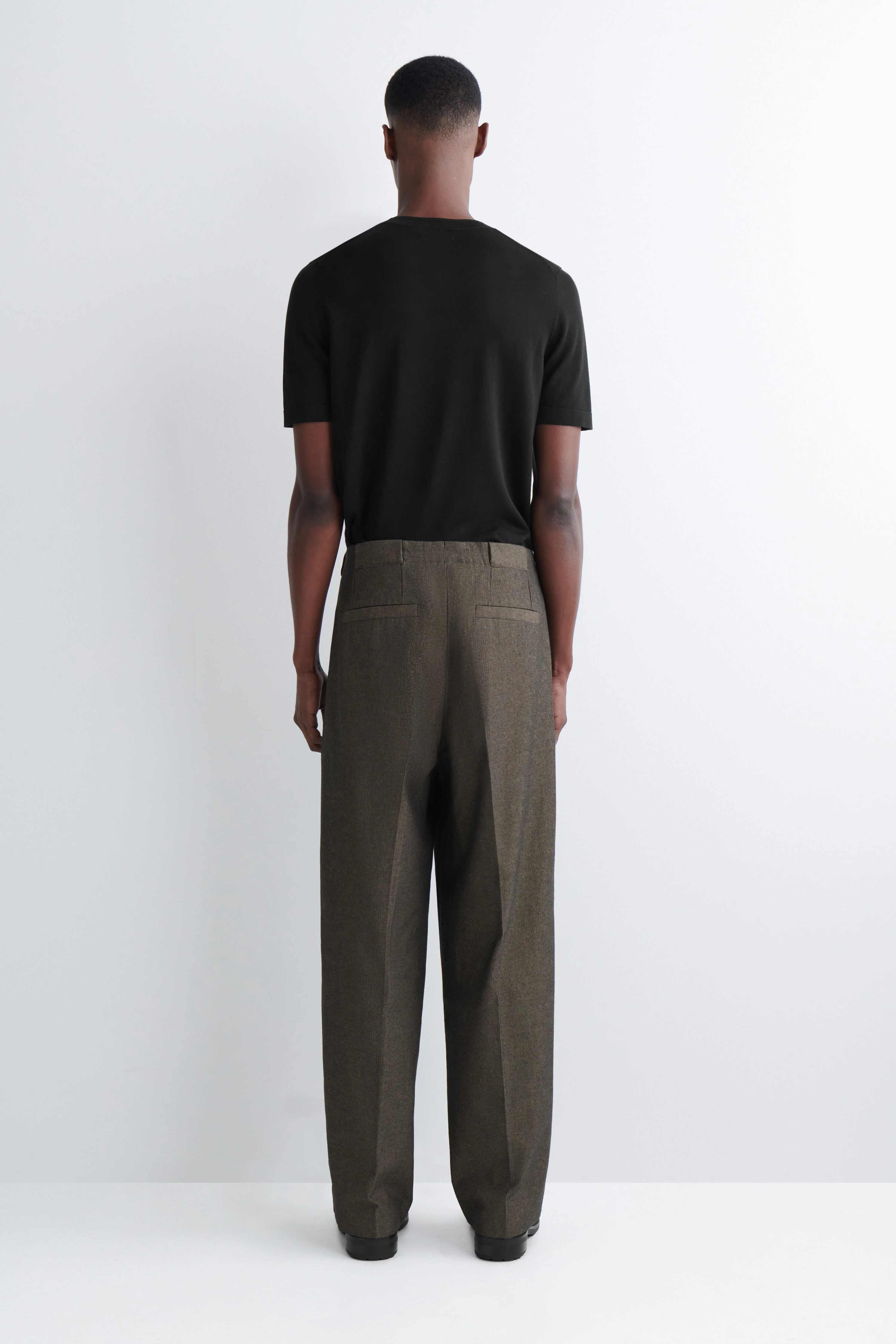HERRINGBONE RELAXED-FIT WIDE-LEG TROUSERS - 3