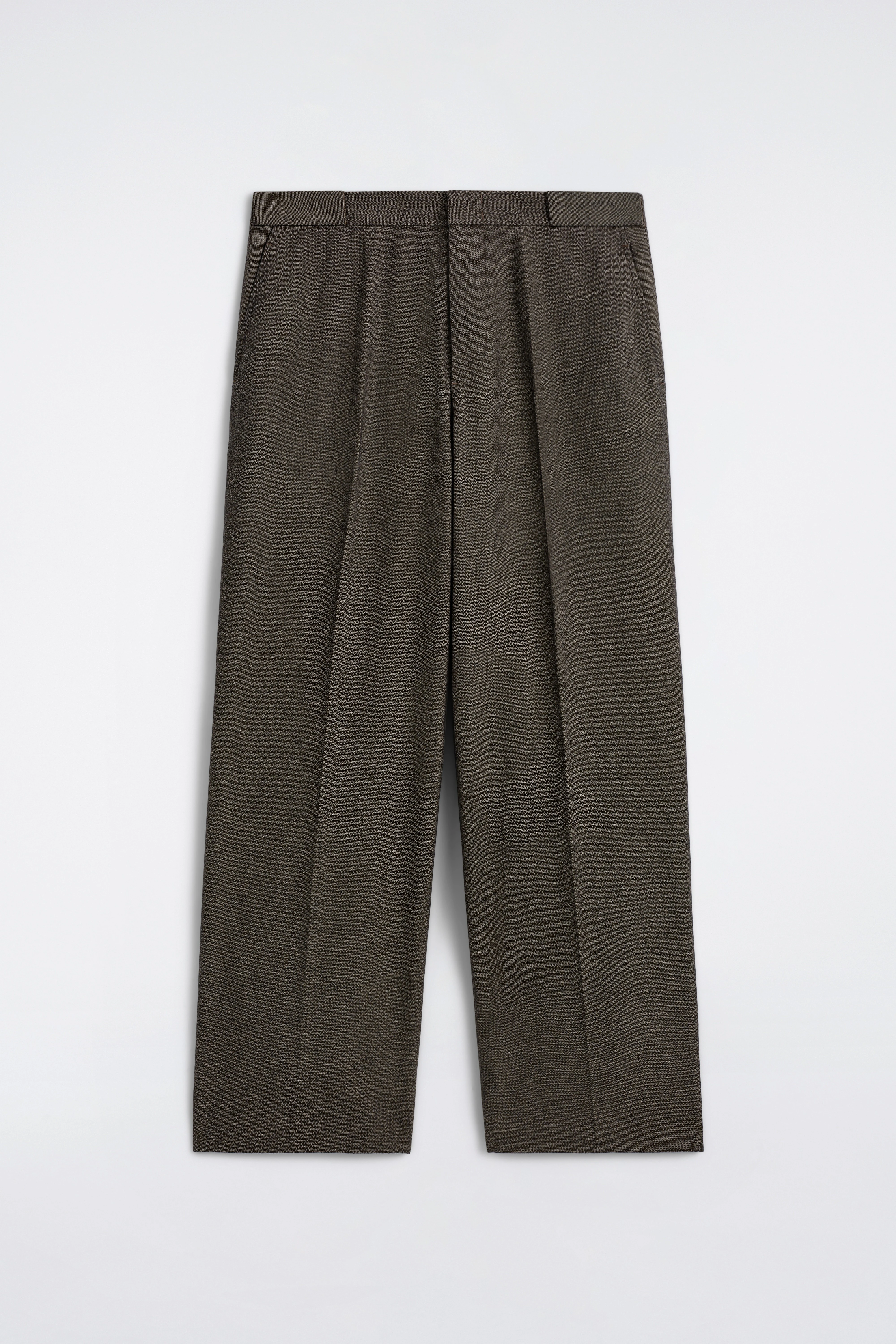 HERRINGBONE RELAXED-FIT WIDE-LEG TROUSERS - 6