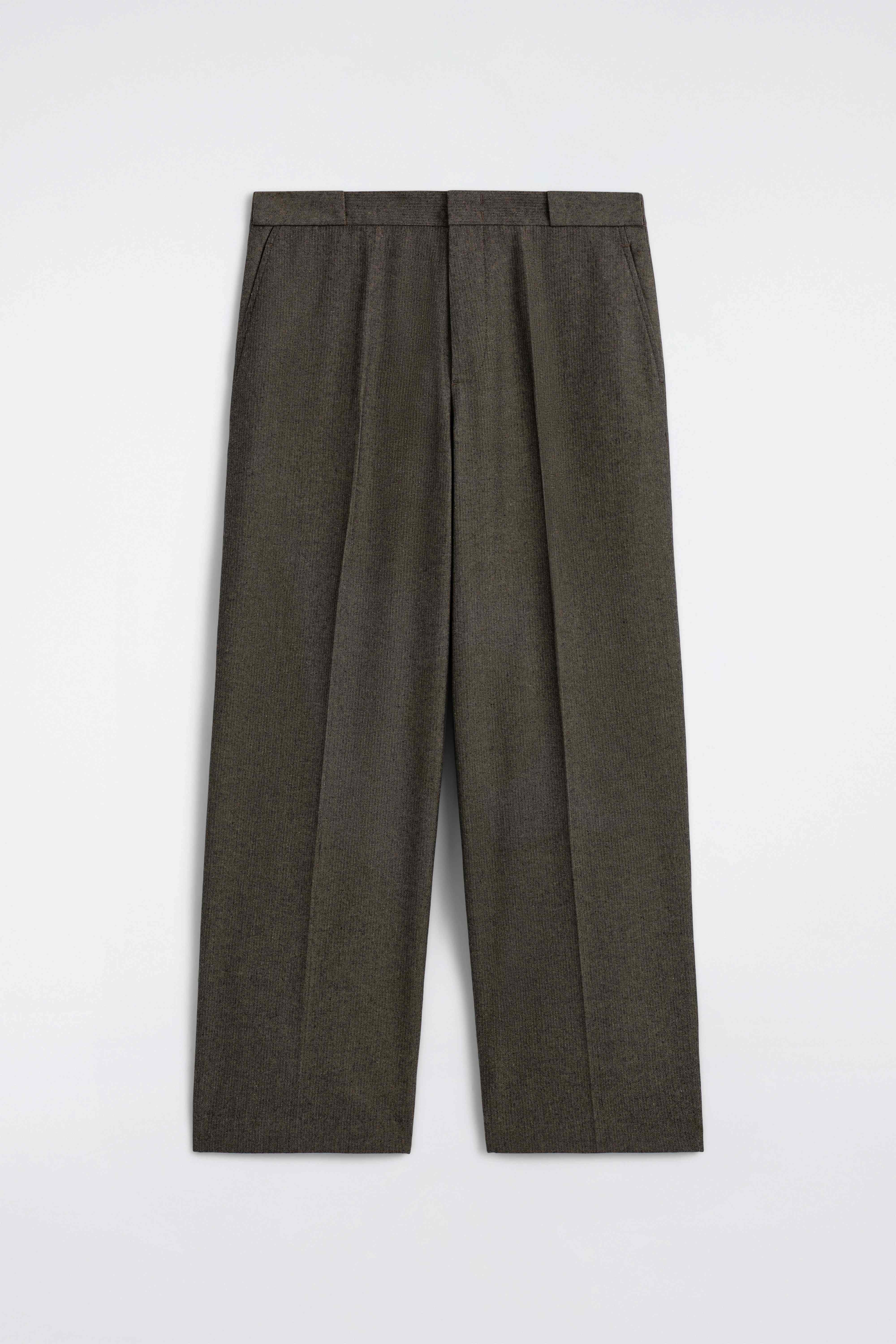 HERRINGBONE RELAXED-FIT WIDE-LEG TROUSERS - 6