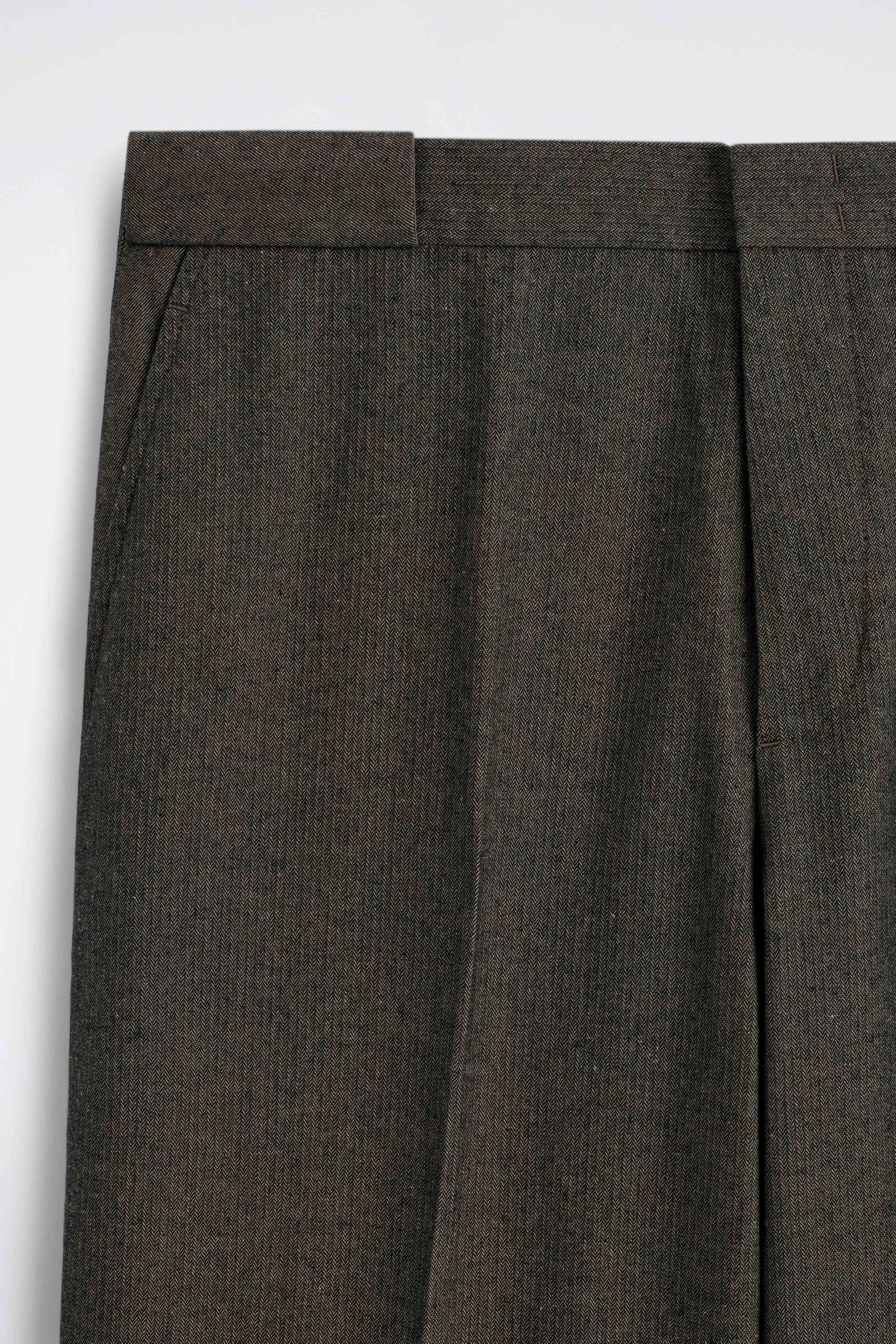 HERRINGBONE RELAXED-FIT WIDE-LEG TROUSERS - 7