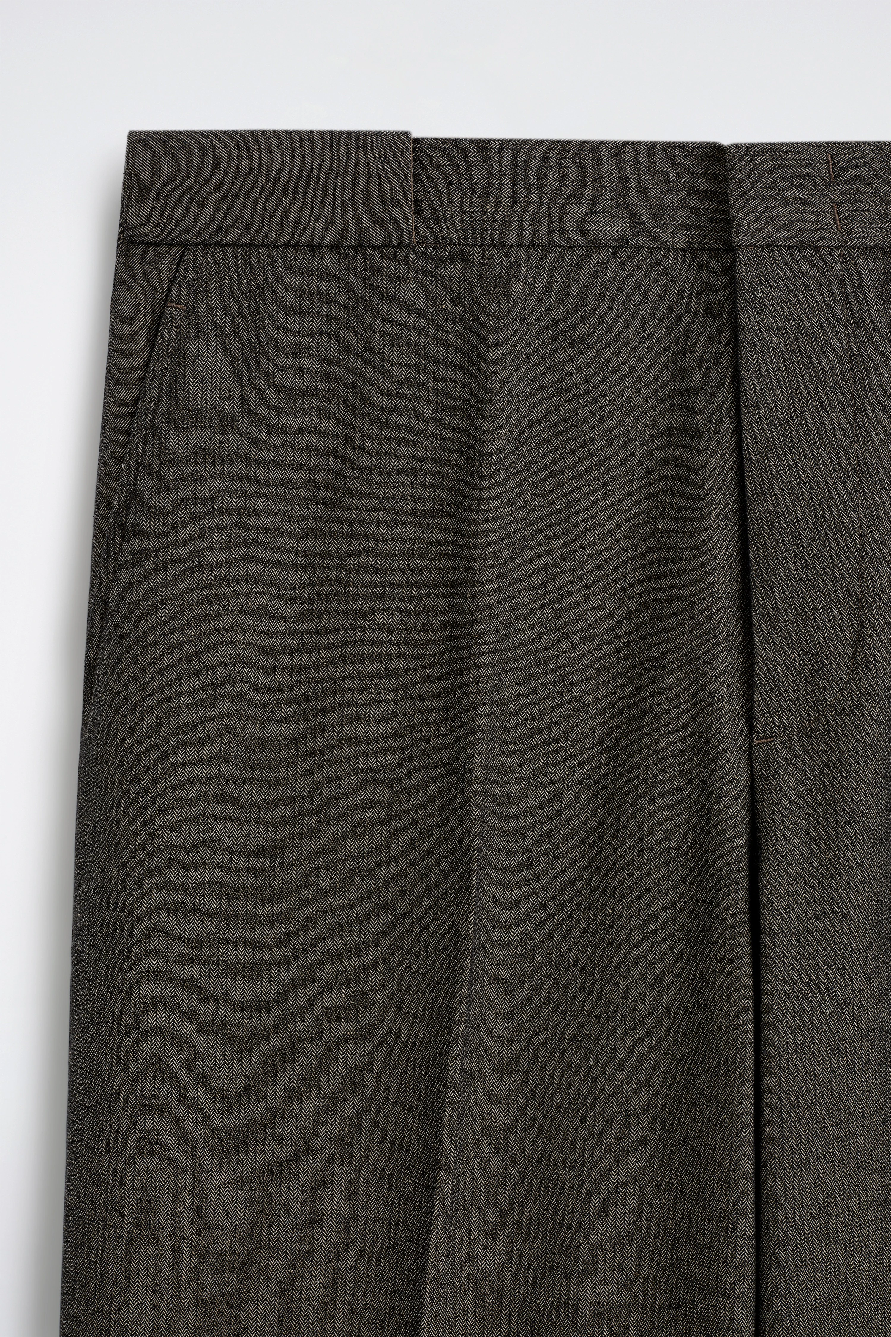HERRINGBONE RELAXED-FIT WIDE-LEG TROUSERS - 7