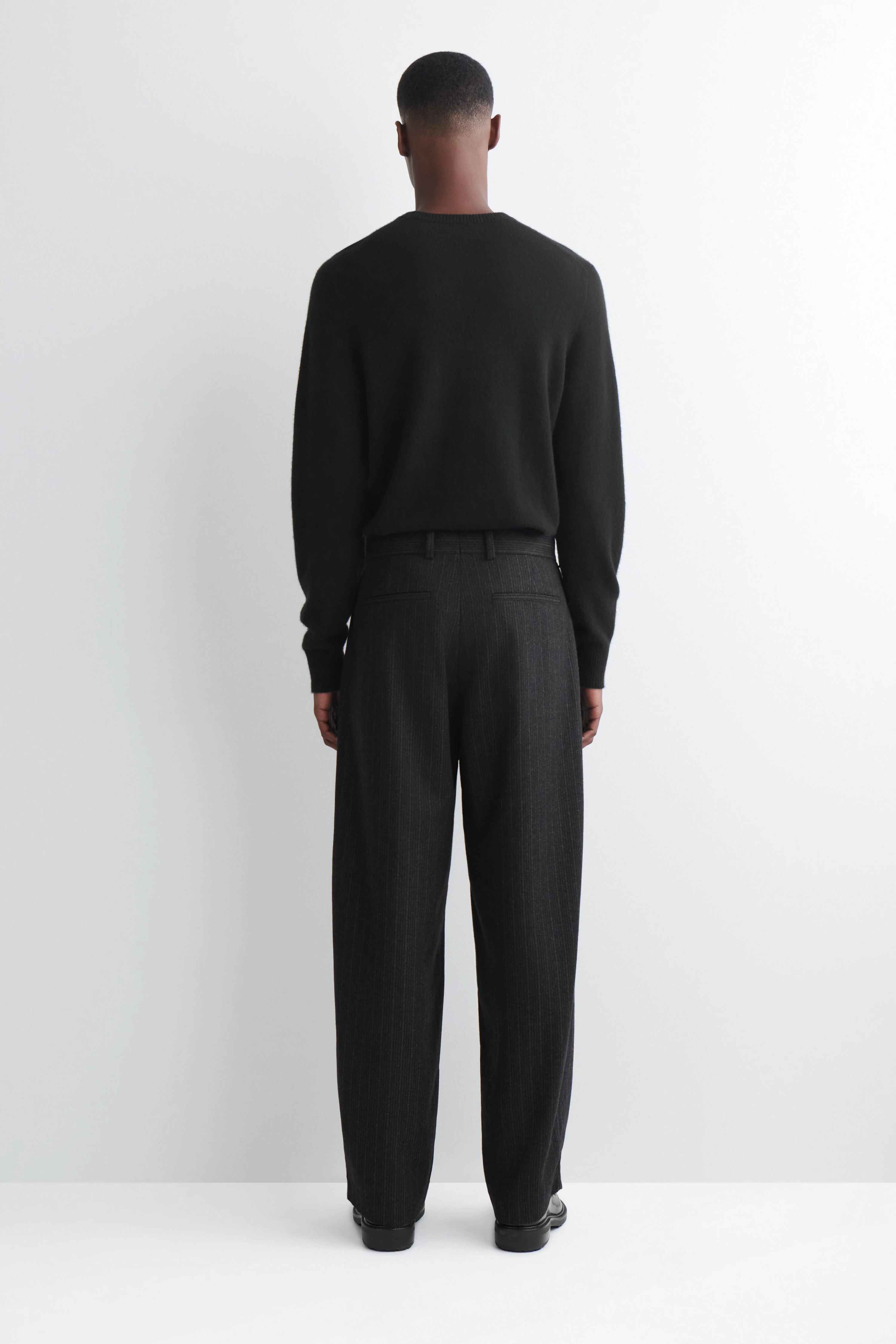 PINSTRIPED WOOL RELAXED-FIT TAPERED TROUSERS - 2