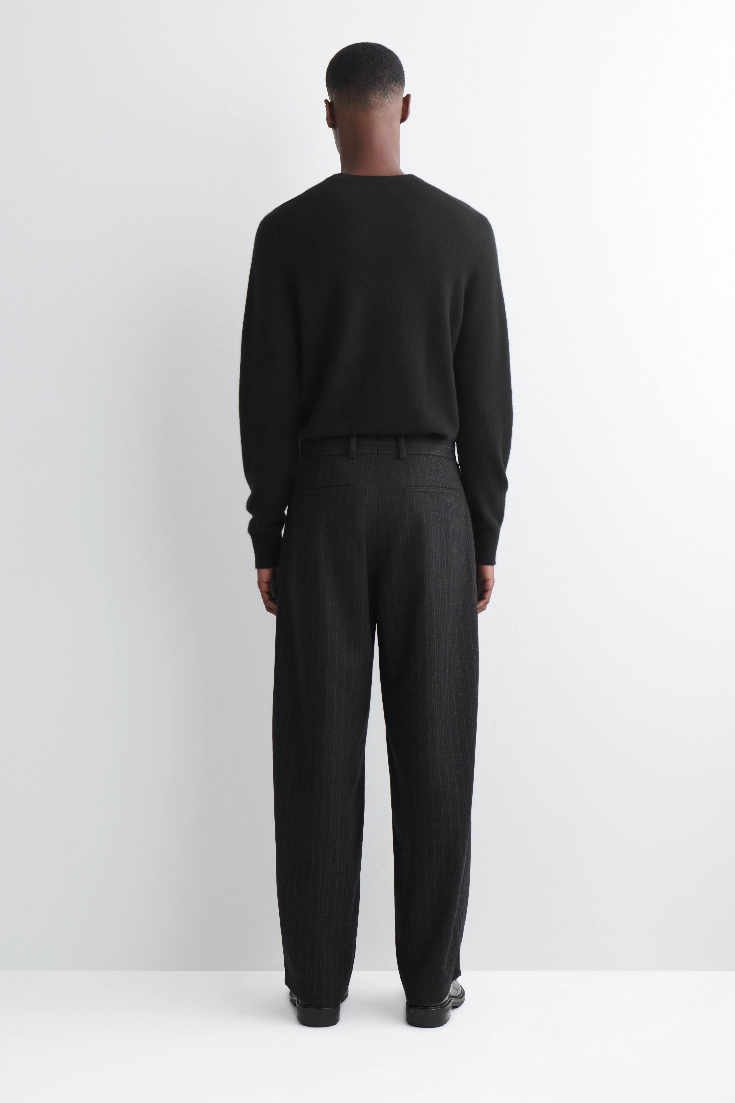 PINSTRIPED WOOL RELAXED-FIT TAPERED TROUSERS - 2