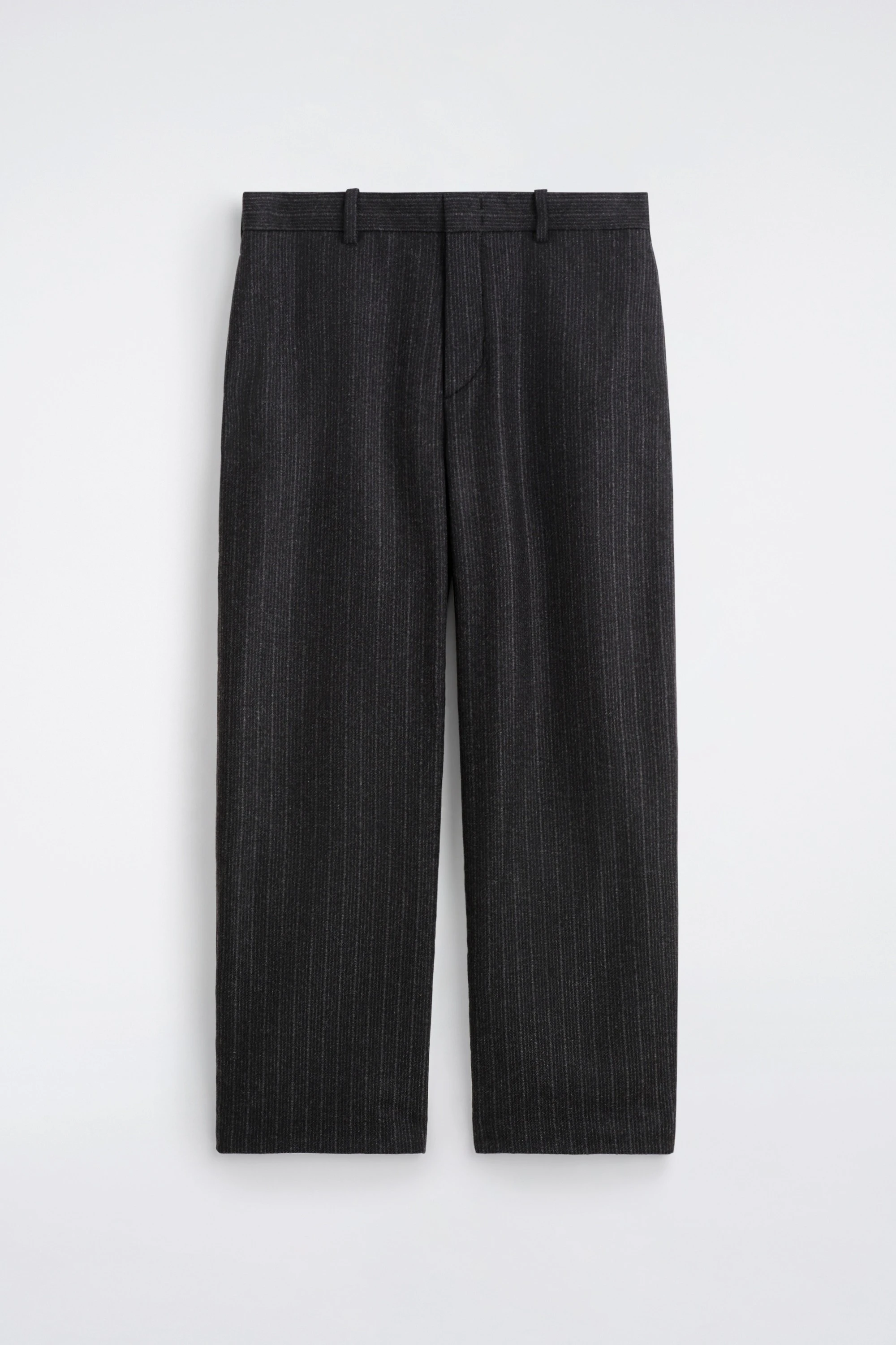 PINSTRIPED WOOL RELAXED-FIT TAPERED TROUSERS - 6