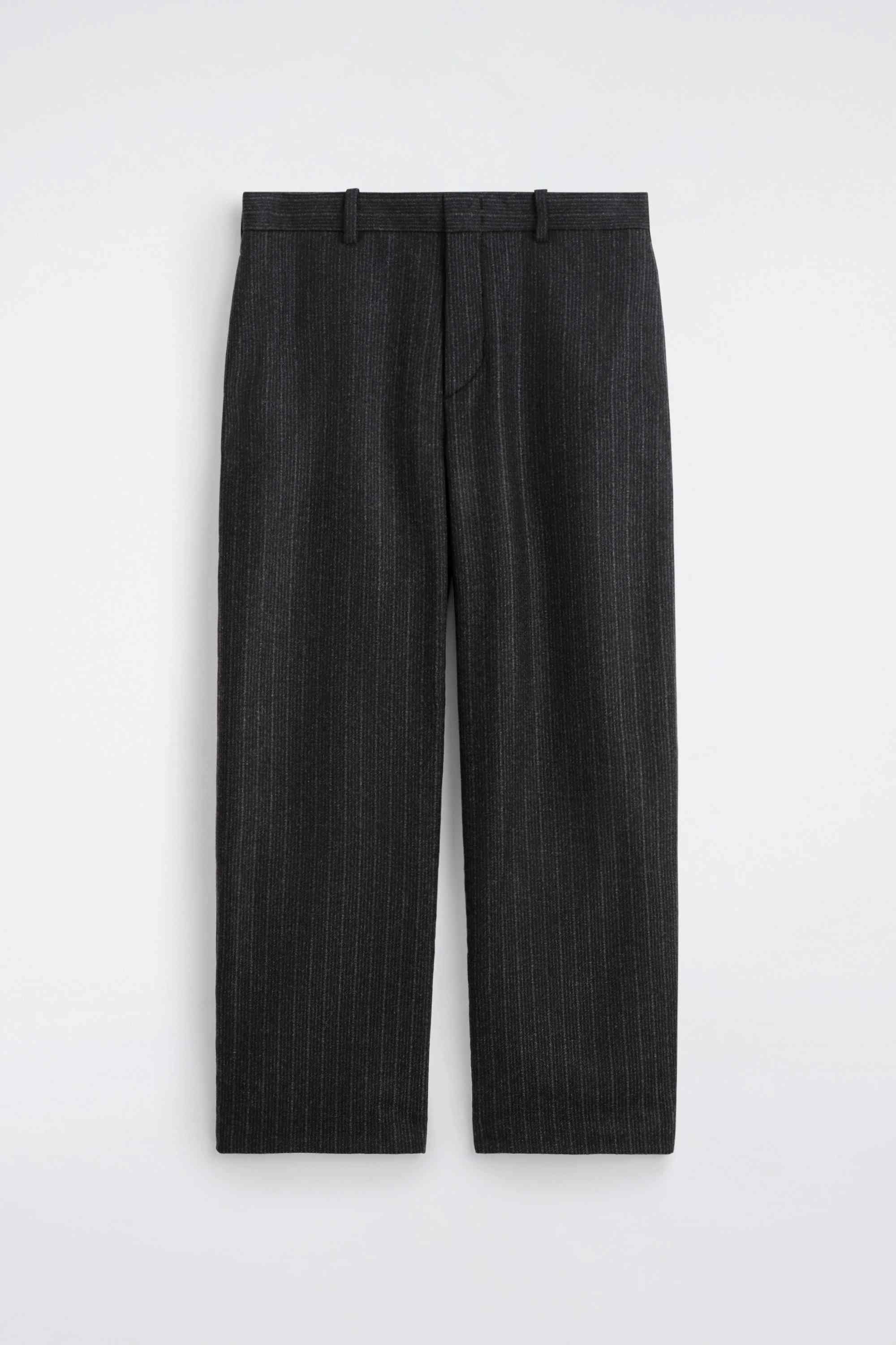 PINSTRIPED WOOL RELAXED-FIT TAPERED TROUSERS - 6