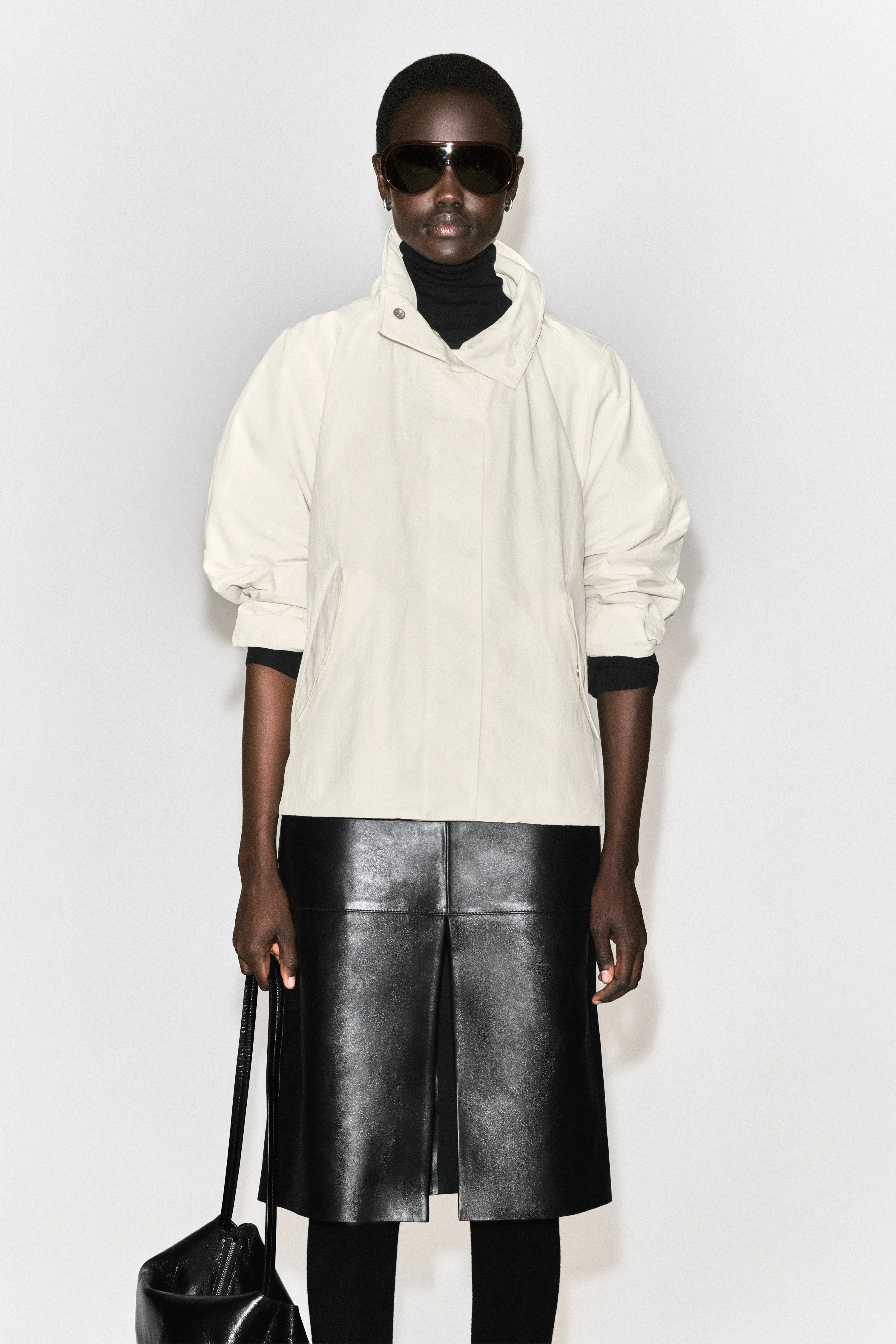 NYLON FUNNEL-NECK JACKET