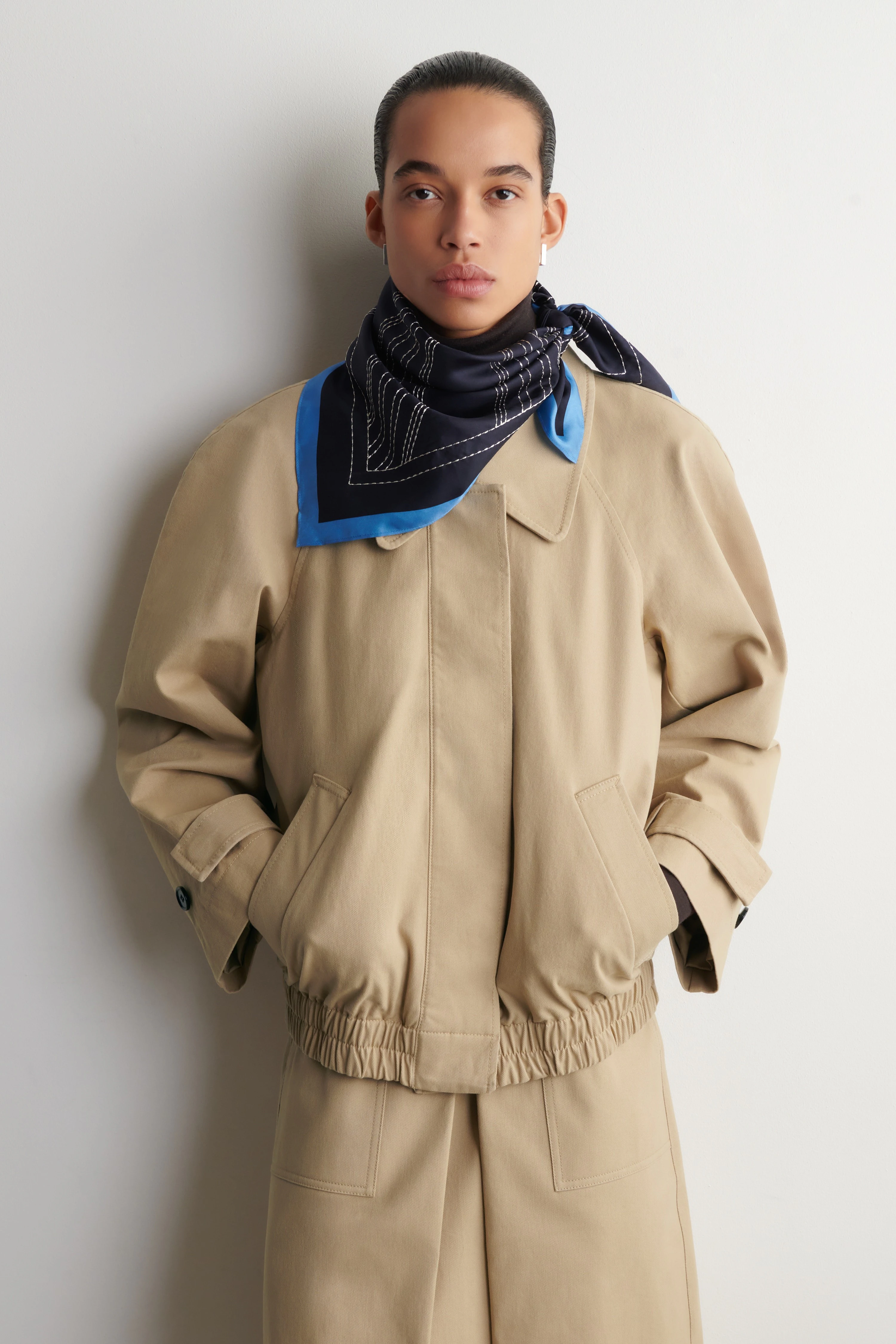 ROUNDED COTTON BLOUSON JACKET - 3