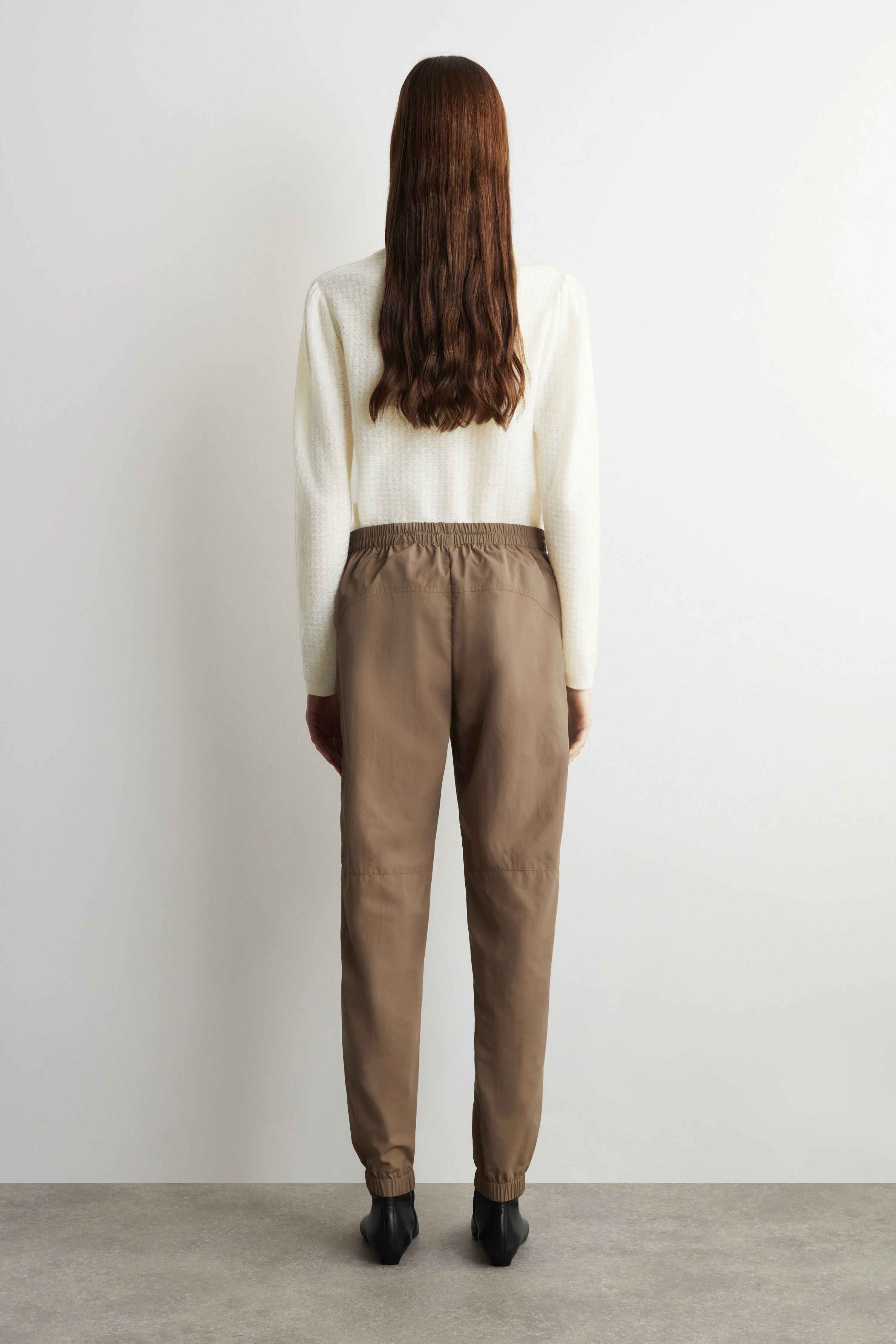 TECHNICAL NYLON BARREL-LEG TROUSERS