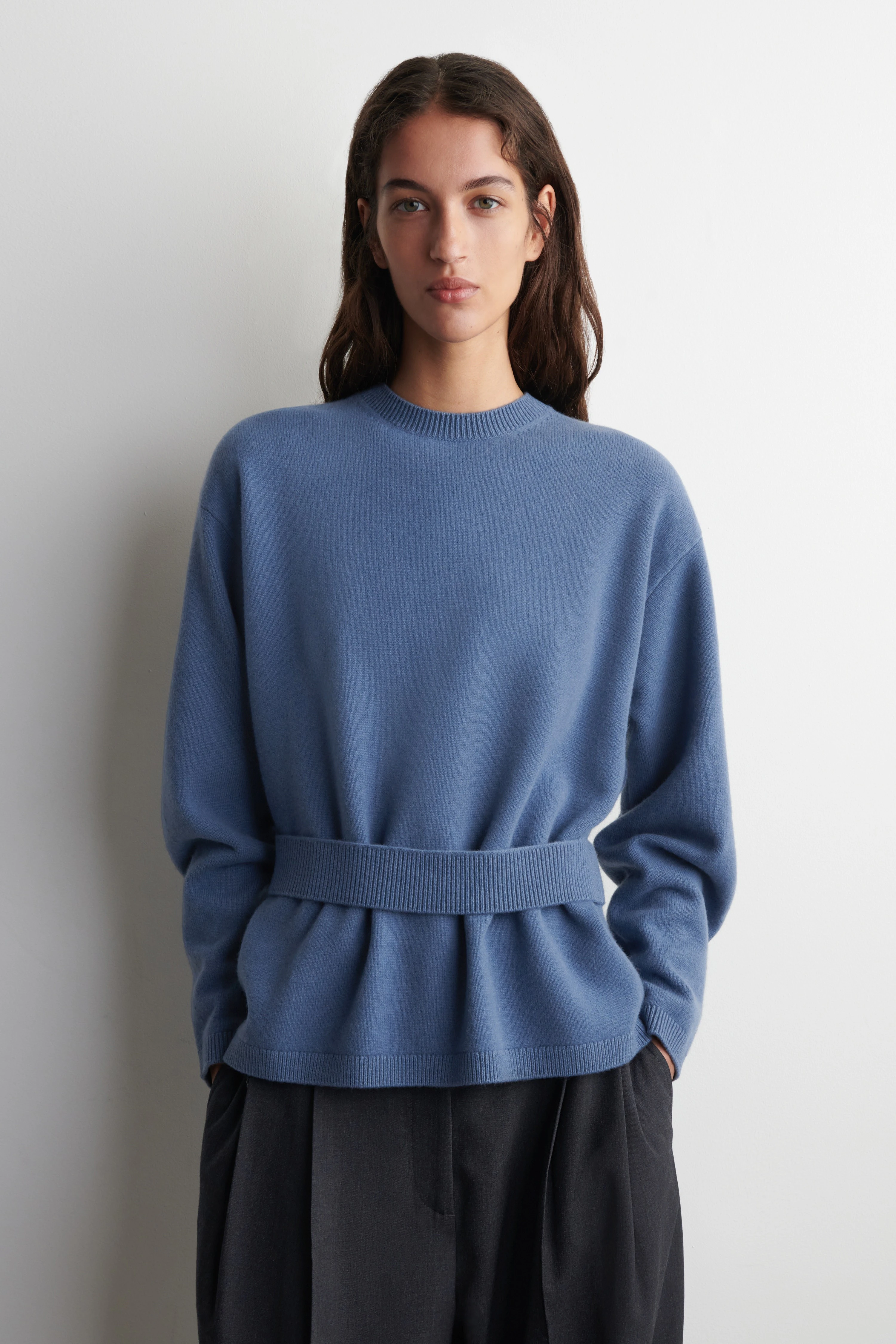 BELT-DETAIL MERINO WOOL JUMPER - 1