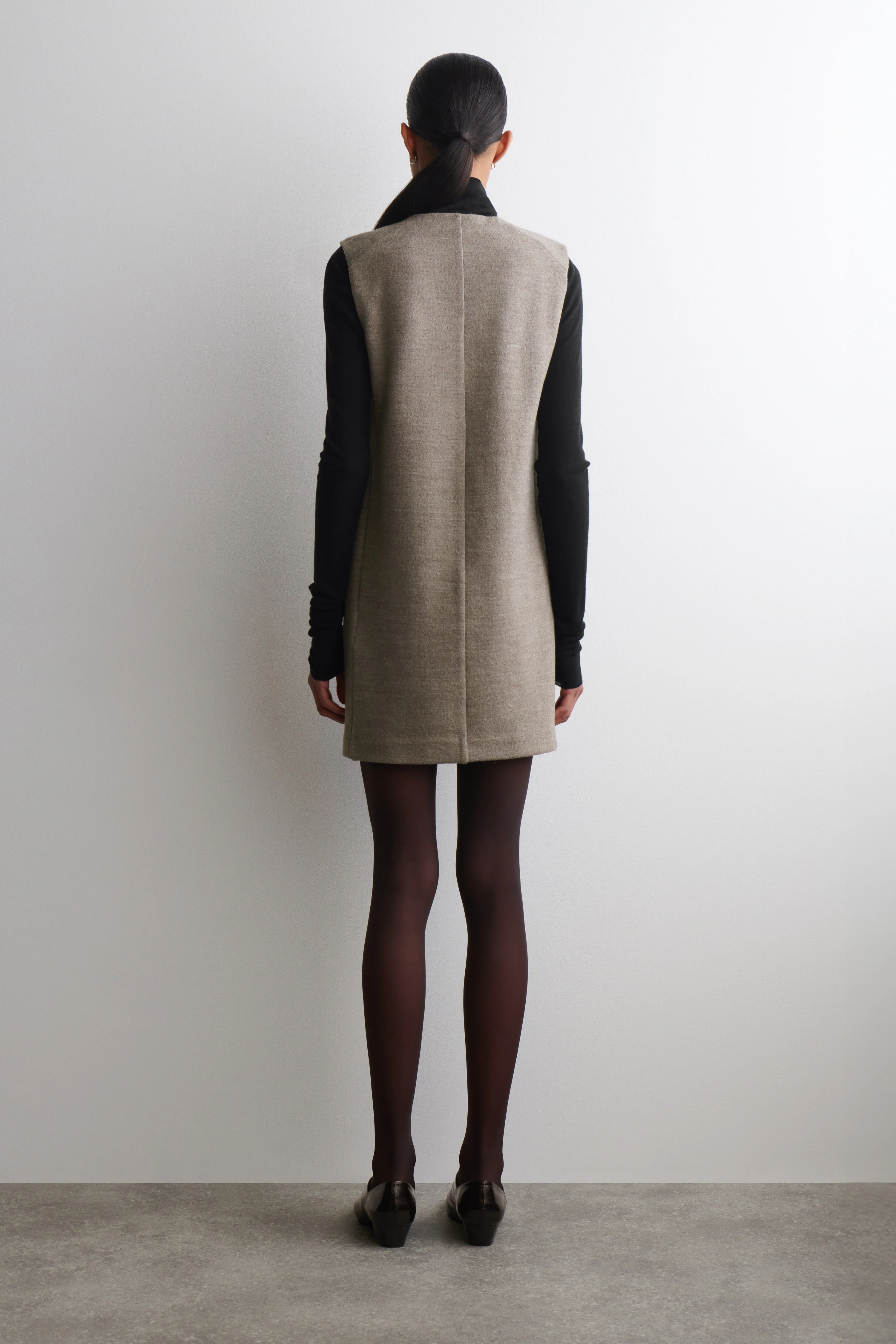 MERINO WOOL BUTTONED SHIFT MINI DRESS - 2