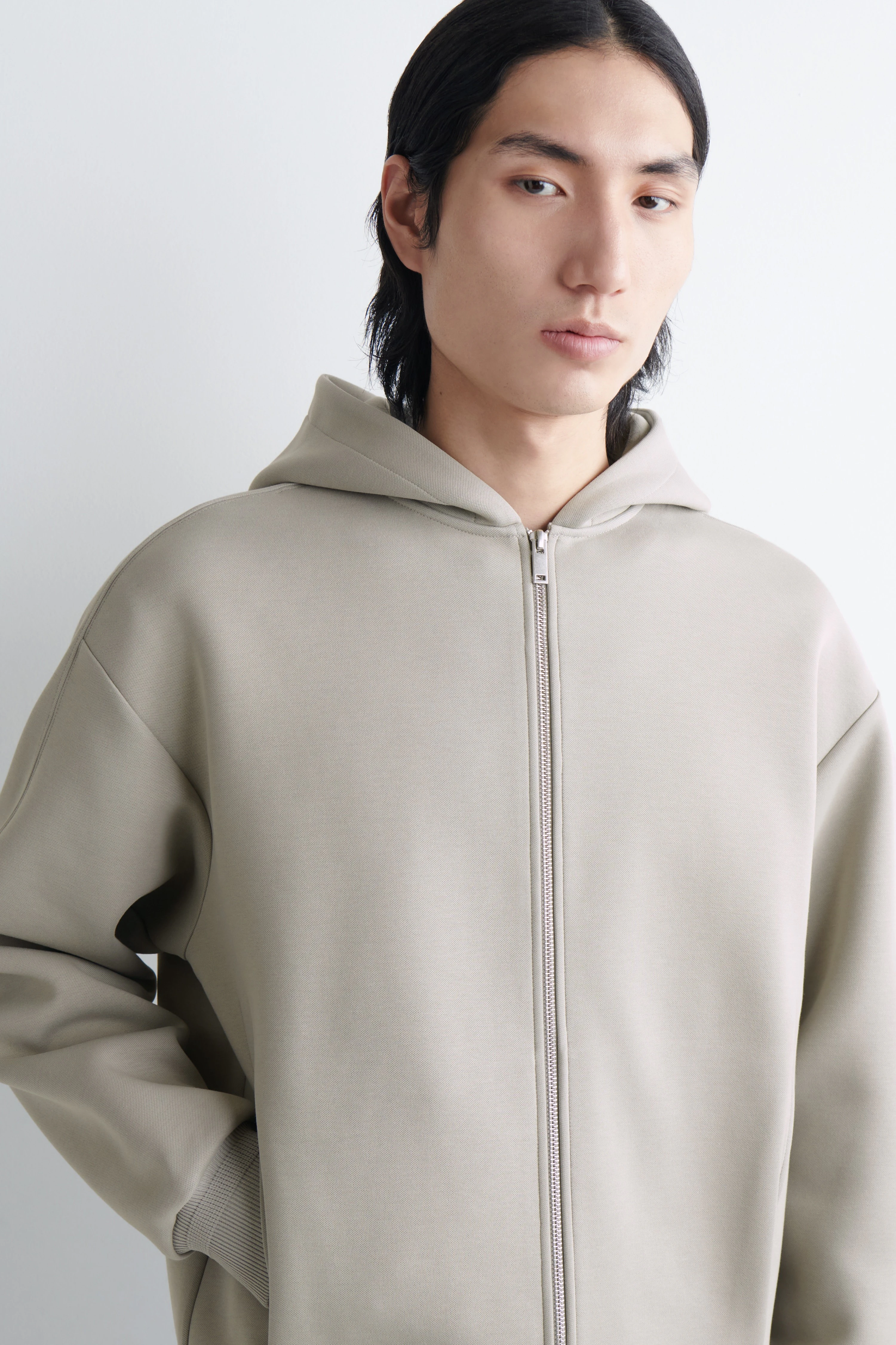 COTTON-PIQUÉ ZIP-UP HOODIE - 4