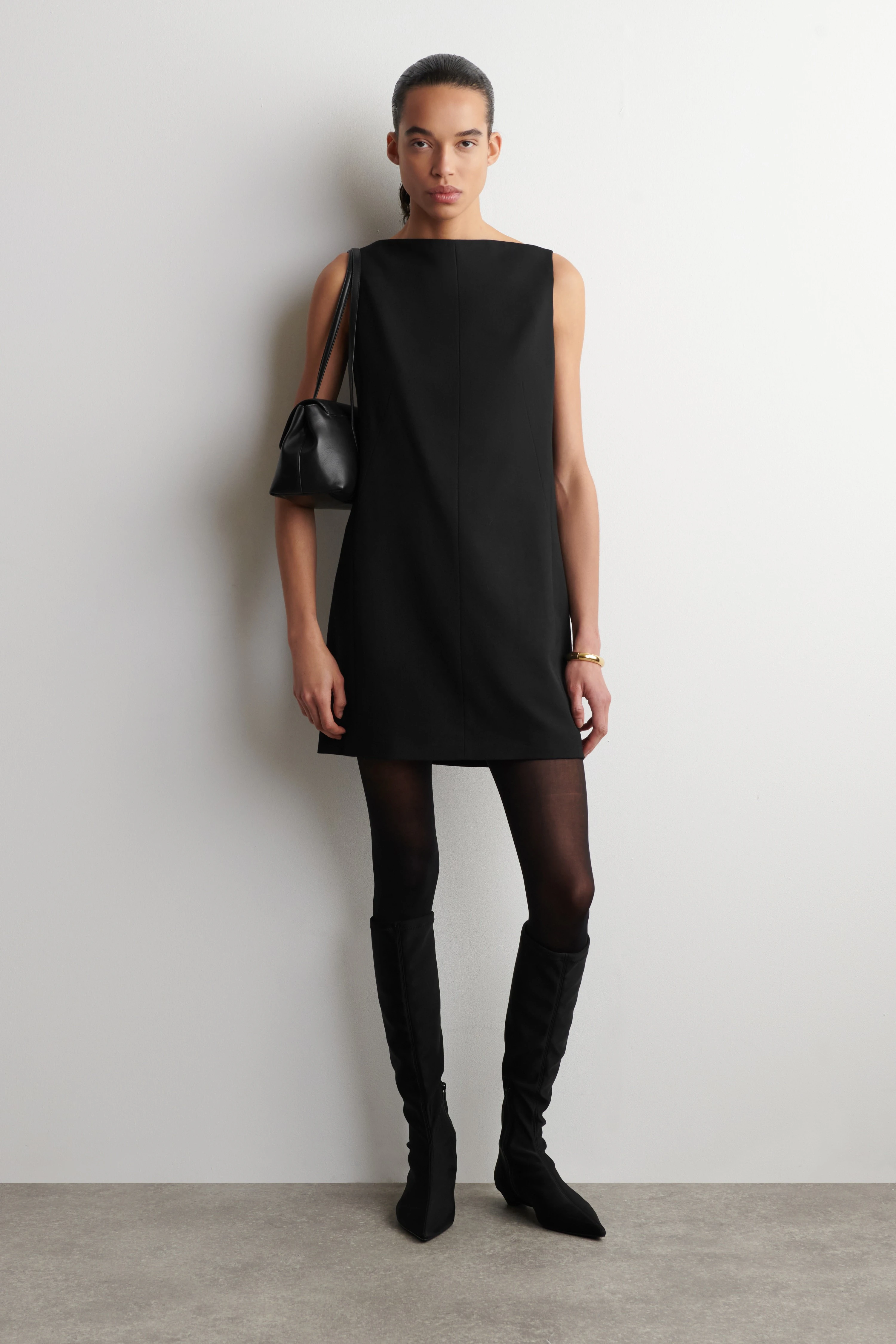 TAILORED MERINO WOOL-BLEND MINI DRESS - 1