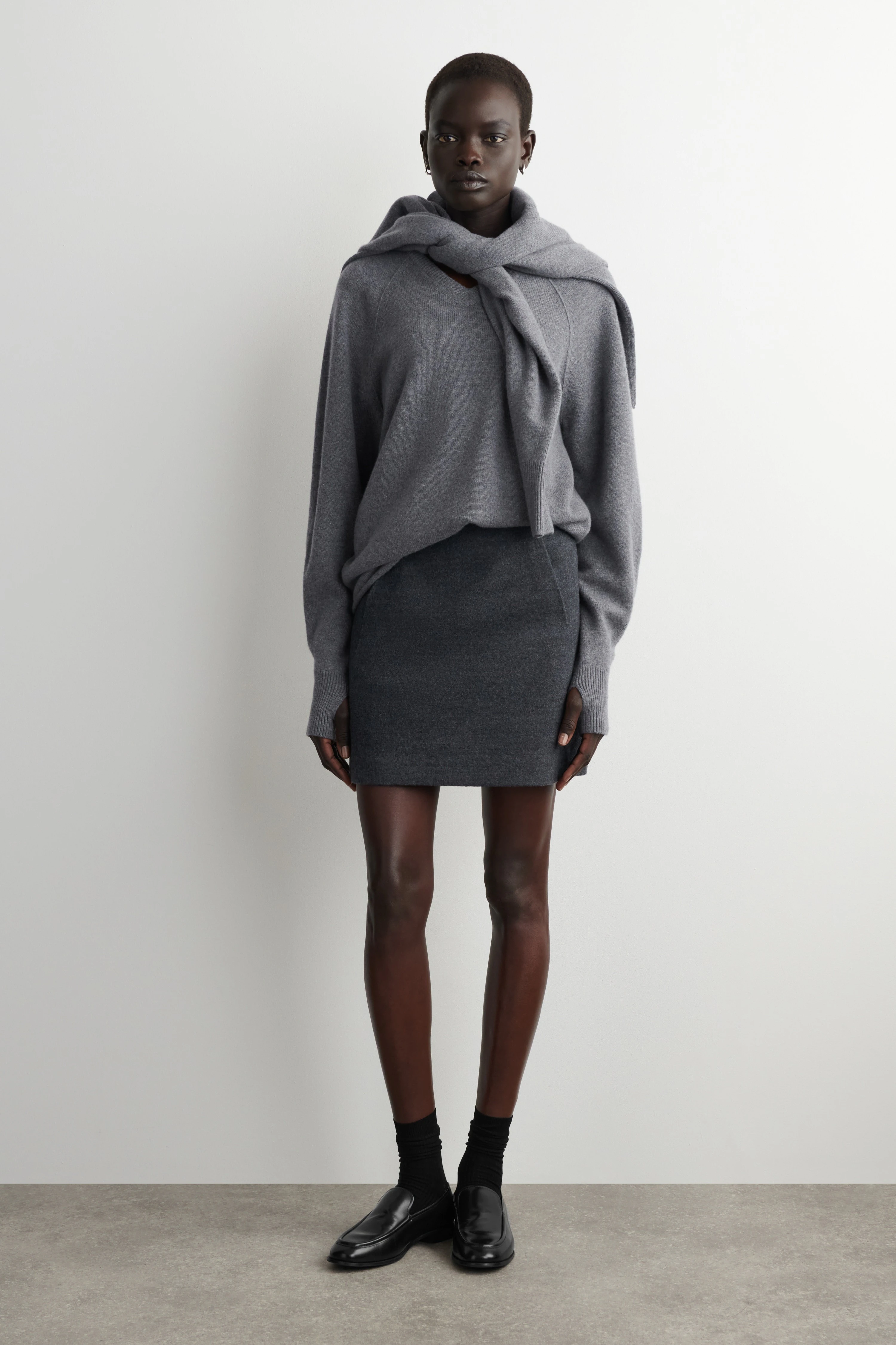 BOILED MERINO WOOL MINI SKIRT