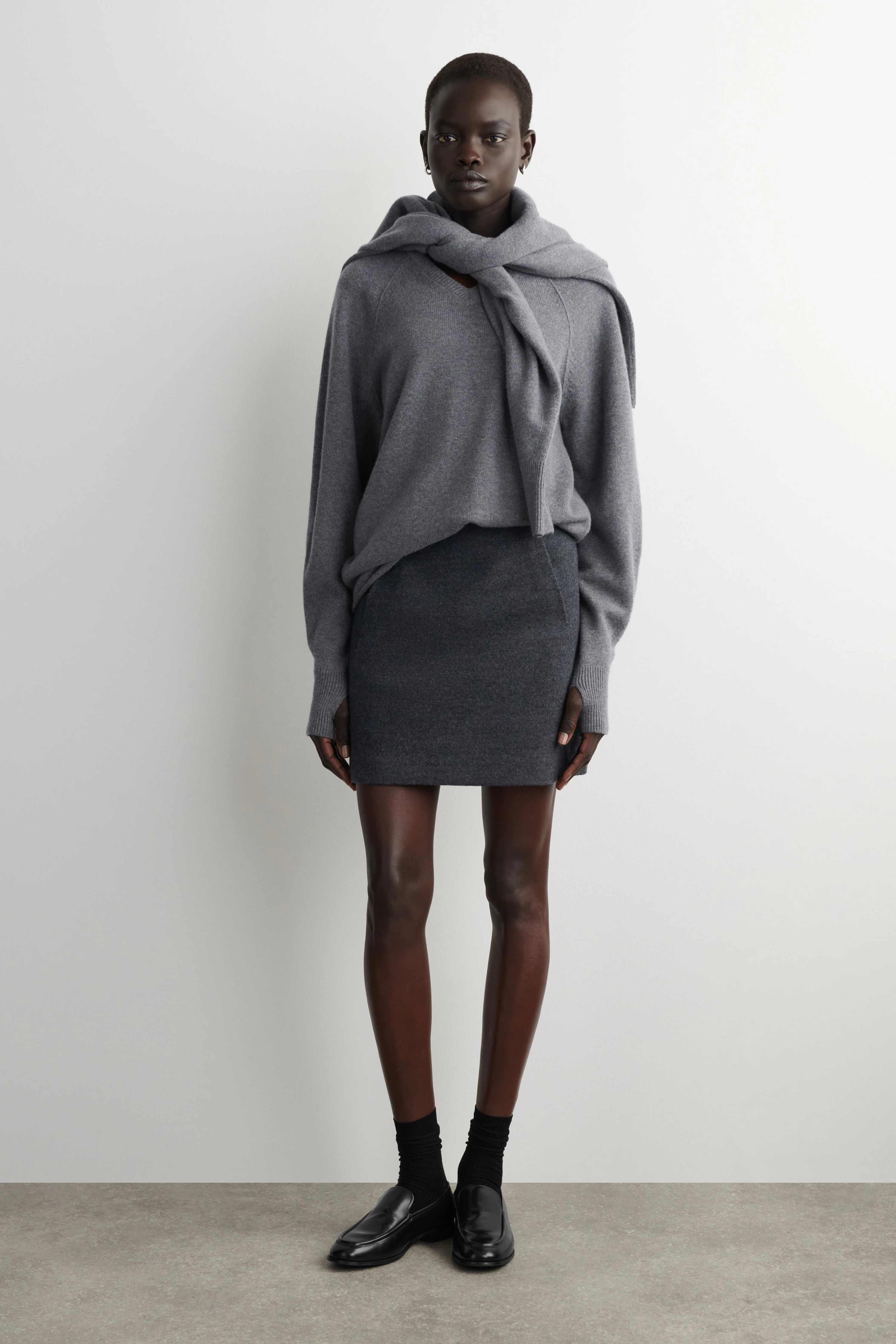 BOILED MERINO WOOL MINI SKIRT - 1
