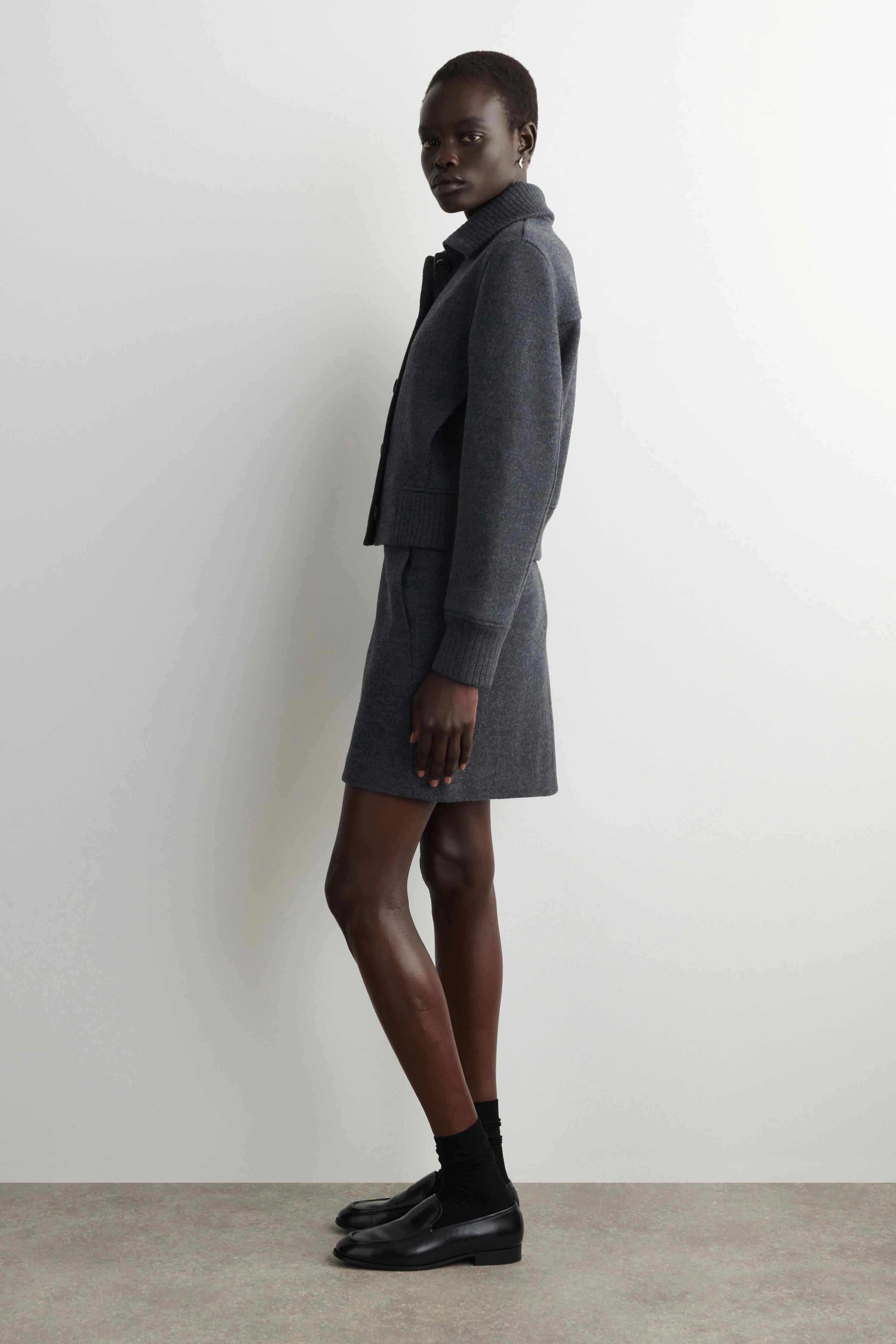BOILED MERINO WOOL MINI SKIRT - 4
