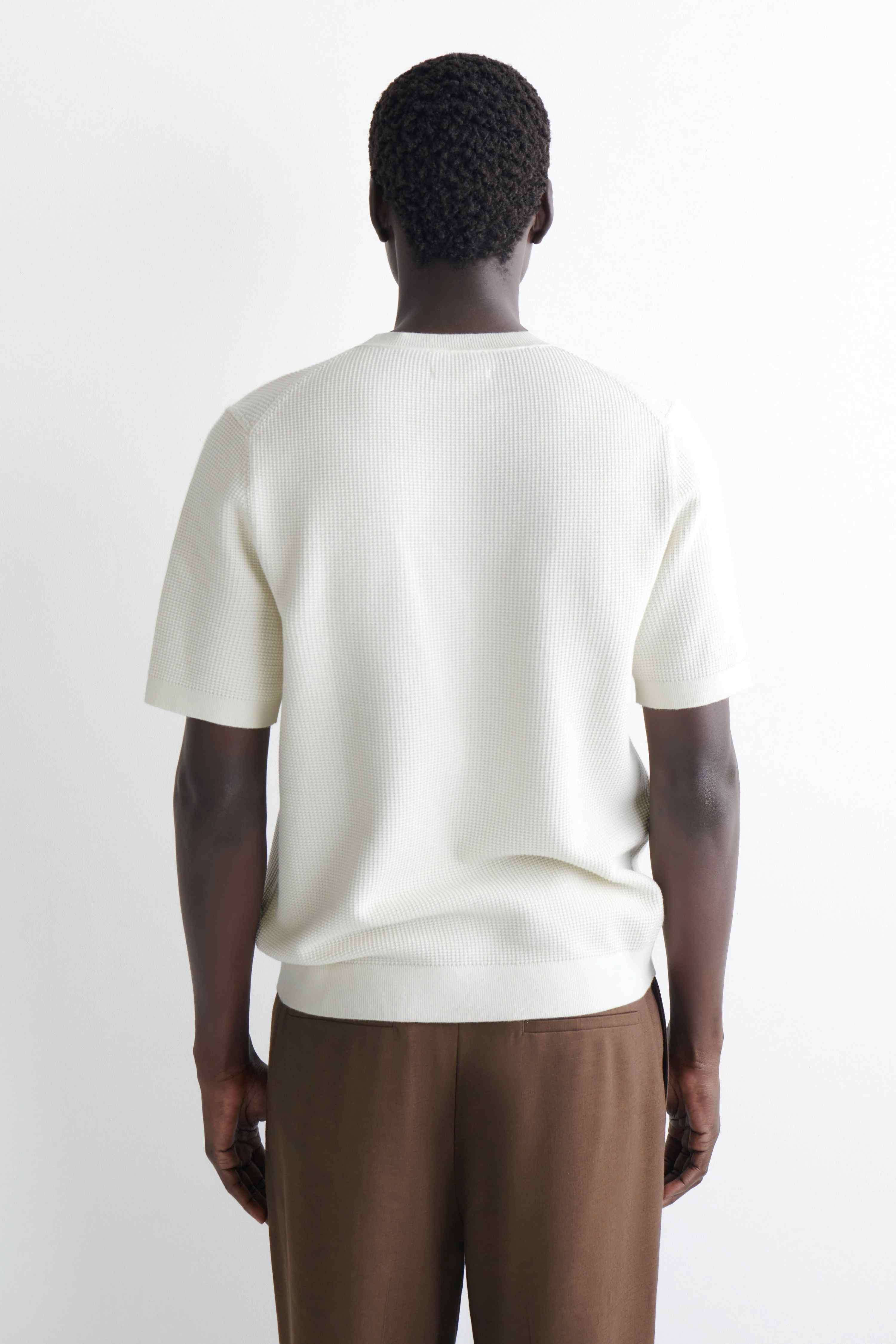 WAFFLE-KNIT COTTON T-SHIRT - 2