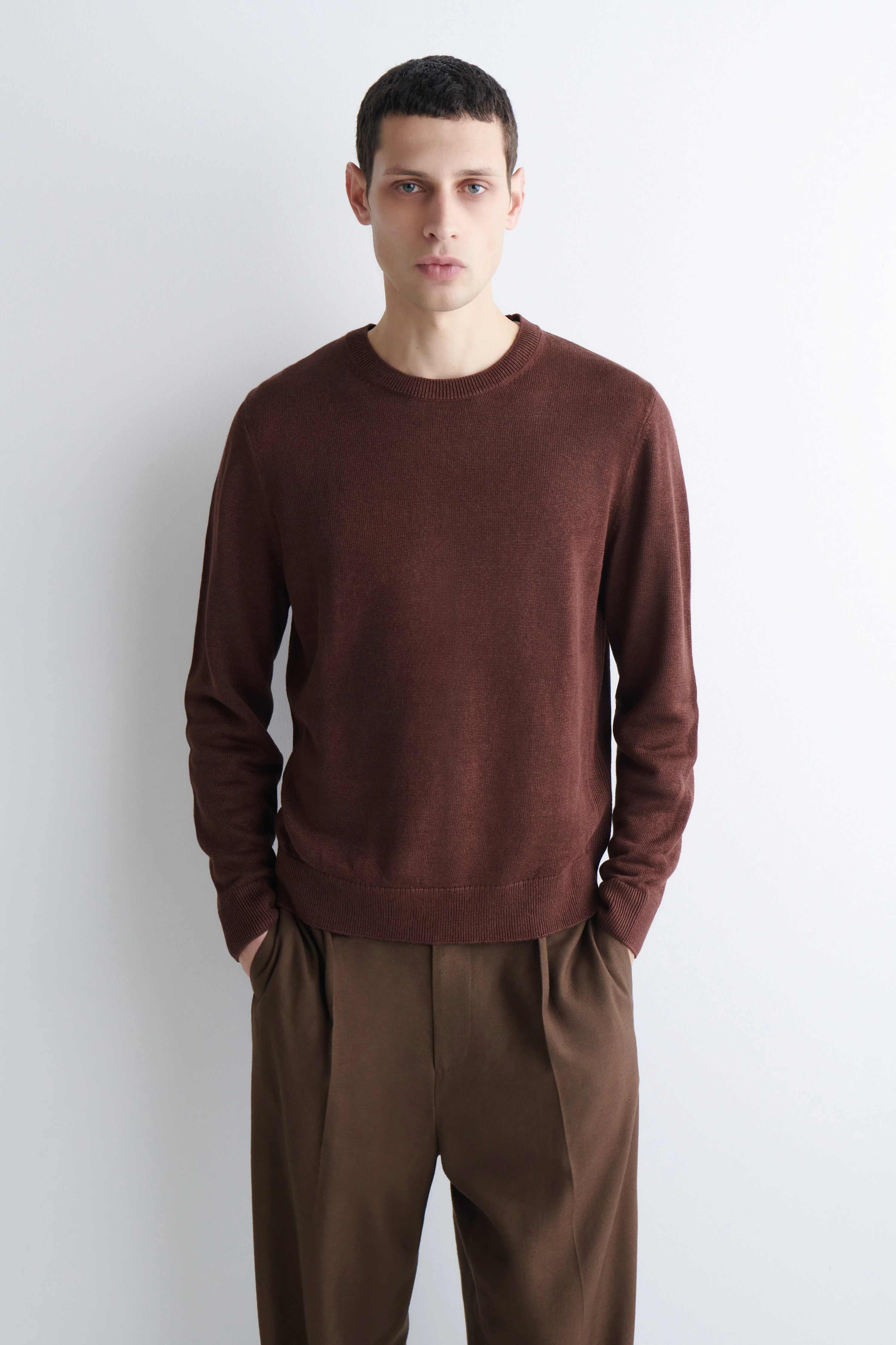 KNITTED LINEN CREW-NECK JUMPER