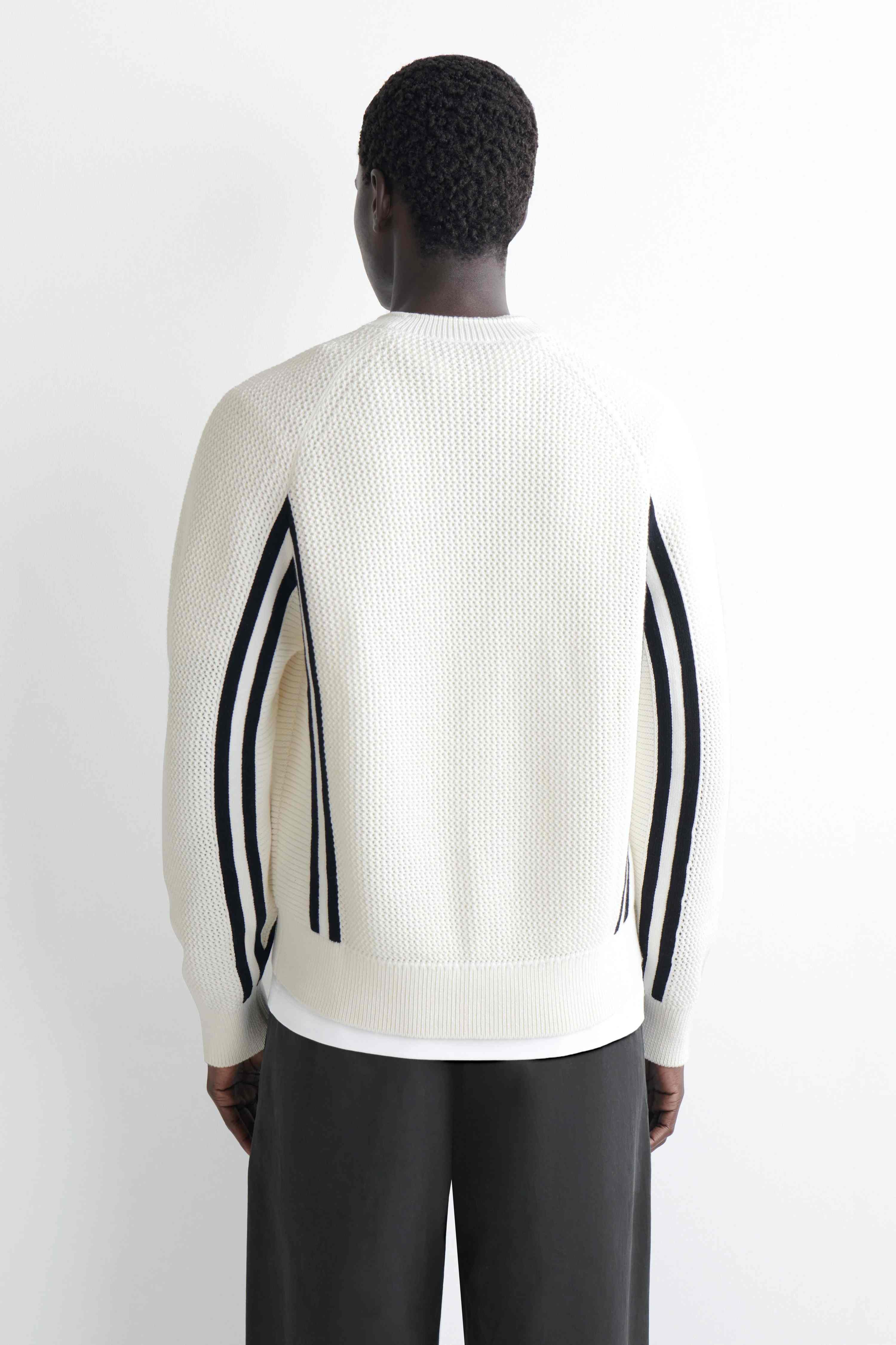 STRIPED OPEN-KNIT COTTON CARDIGAN - 2