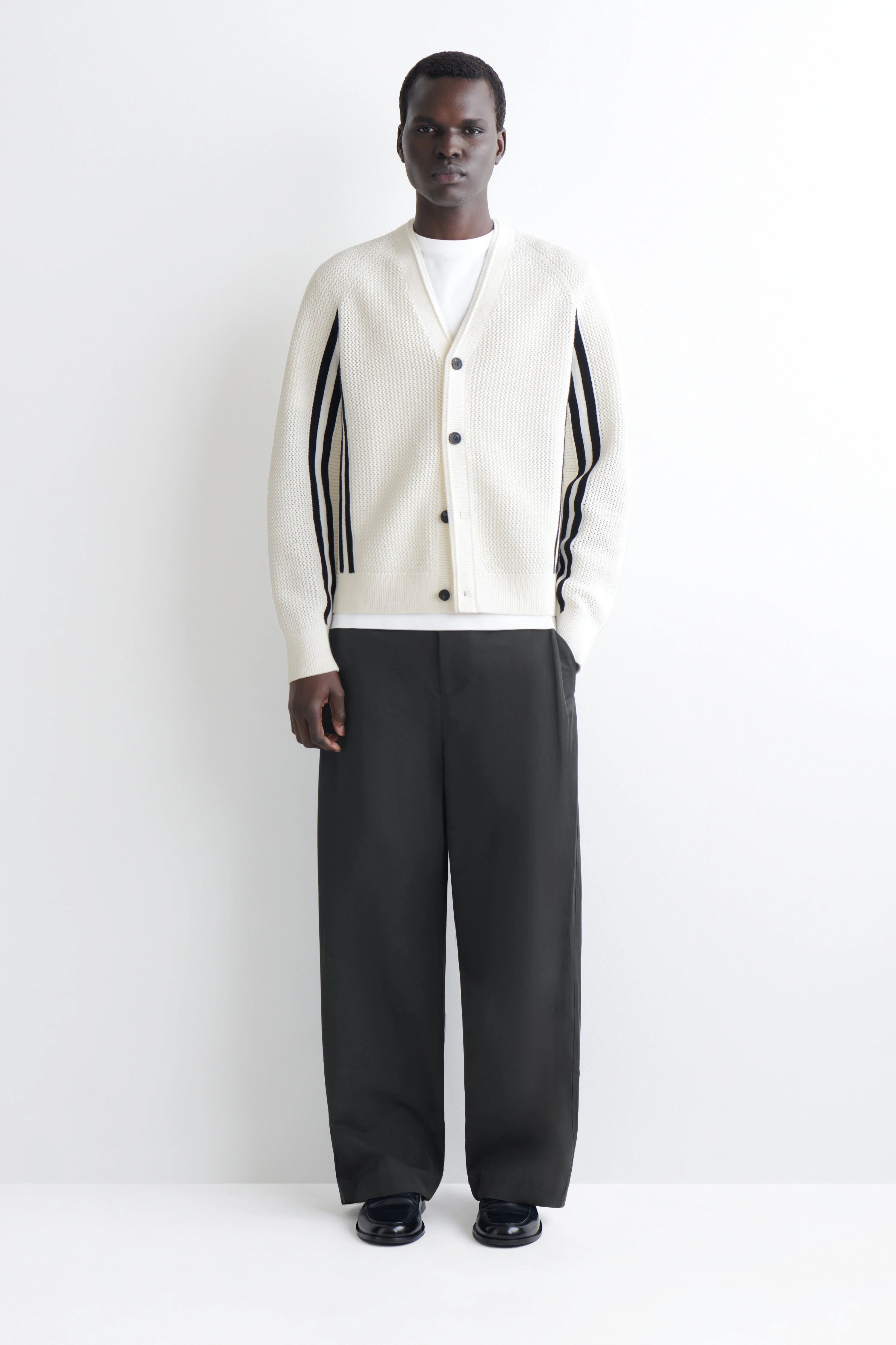 STRIPED OPEN-KNIT COTTON CARDIGAN - 3