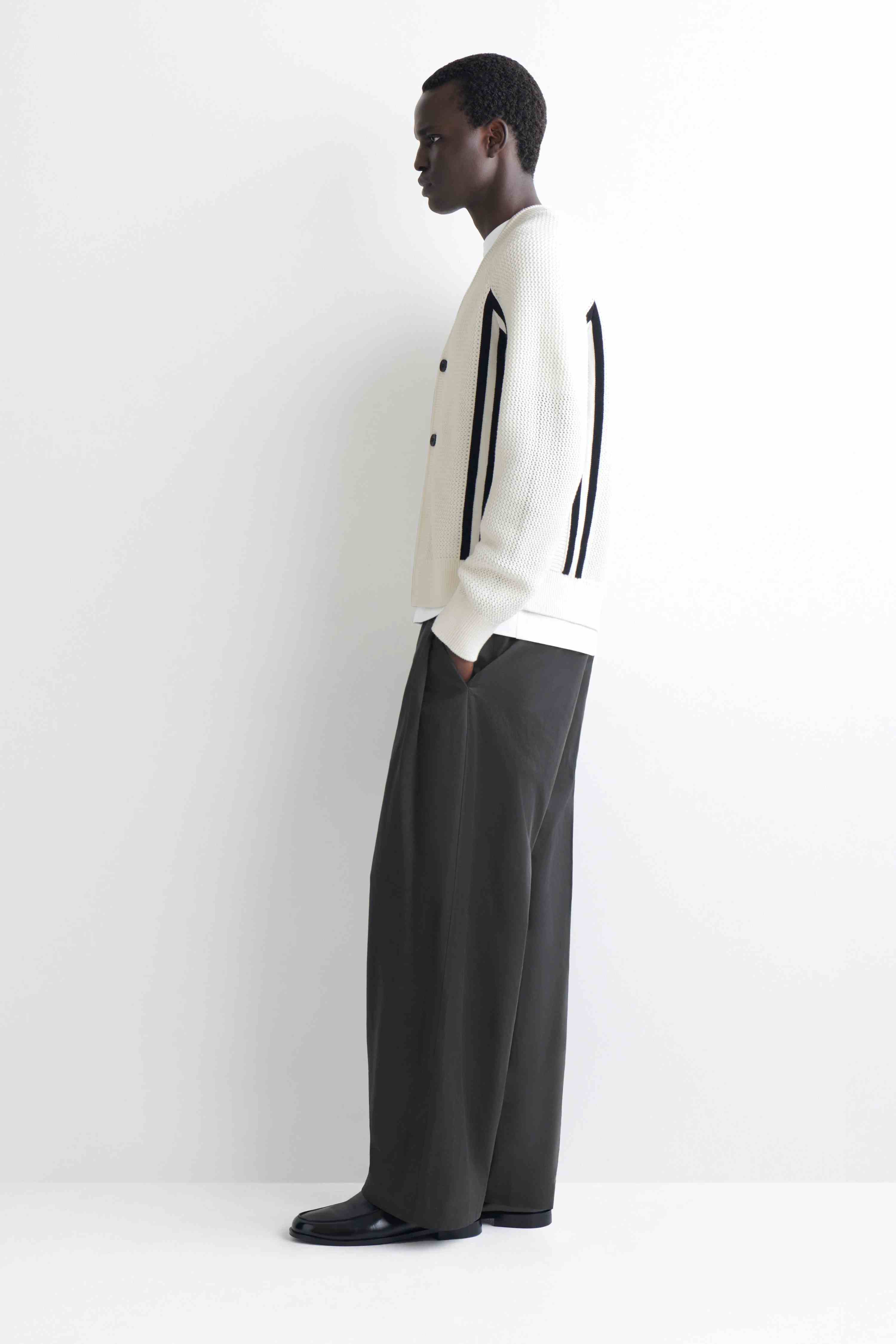 STRIPED OPEN-KNIT COTTON CARDIGAN - 4
