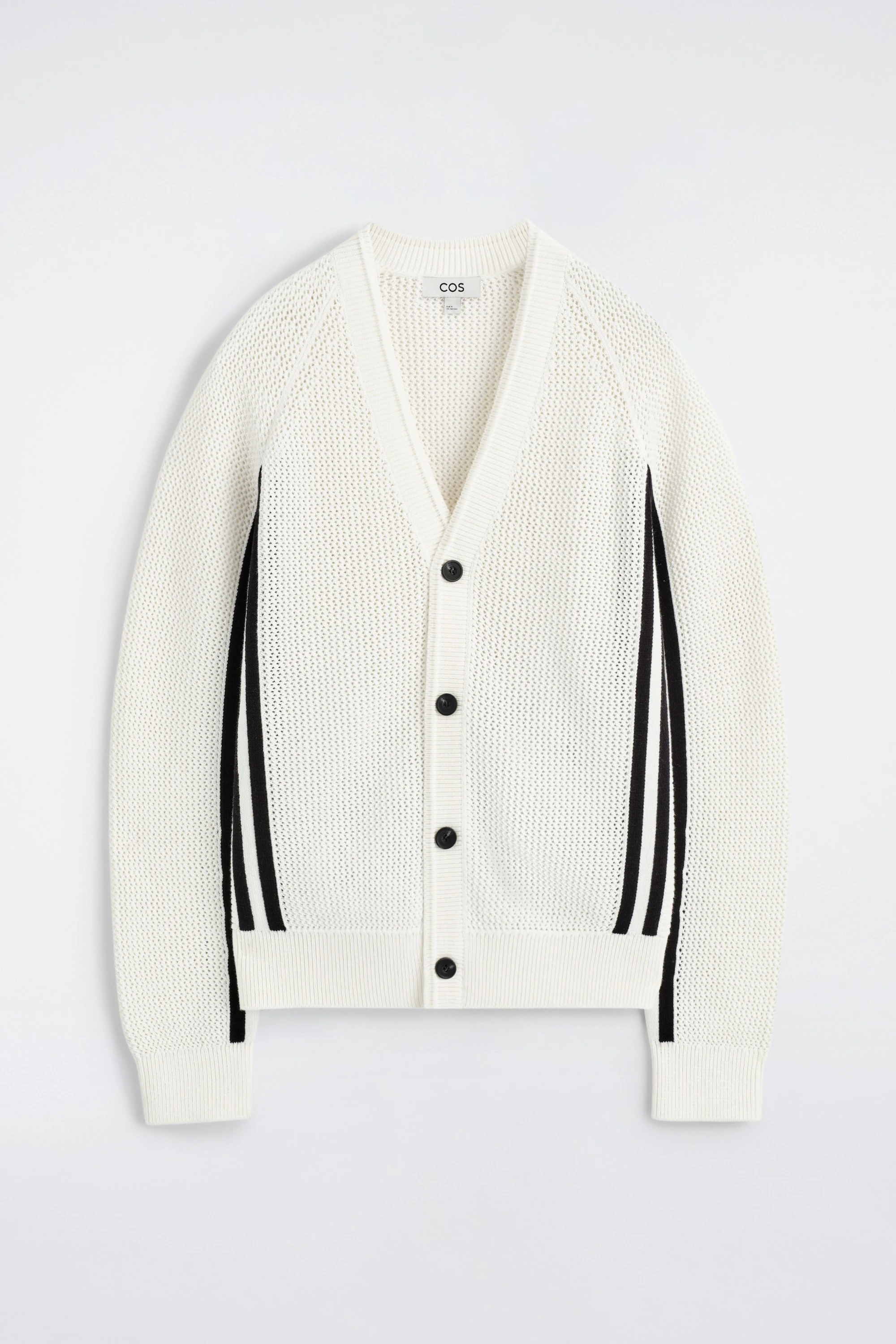 STRIPED OPEN-KNIT COTTON CARDIGAN - 6