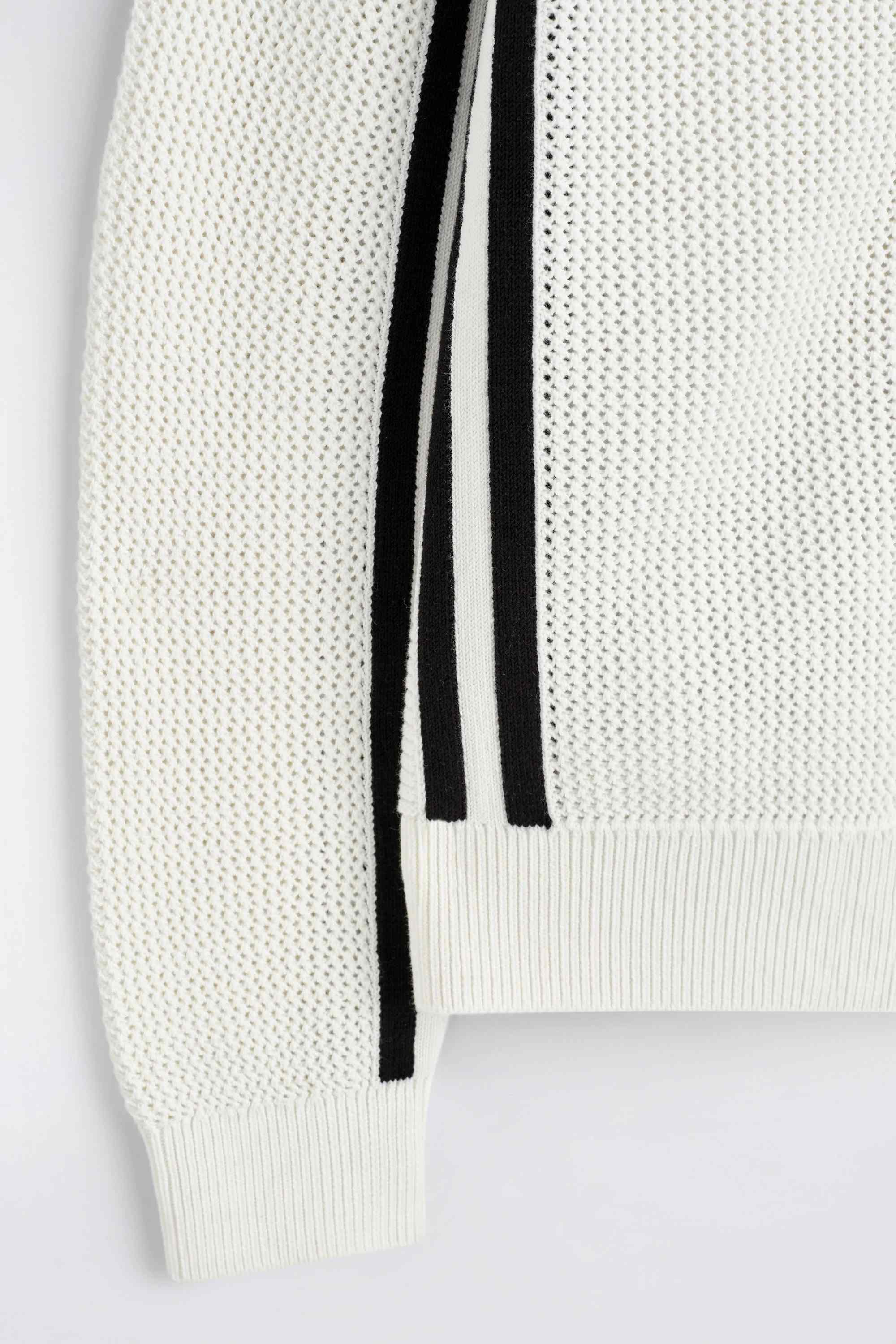 STRIPED OPEN-KNIT COTTON CARDIGAN - 7