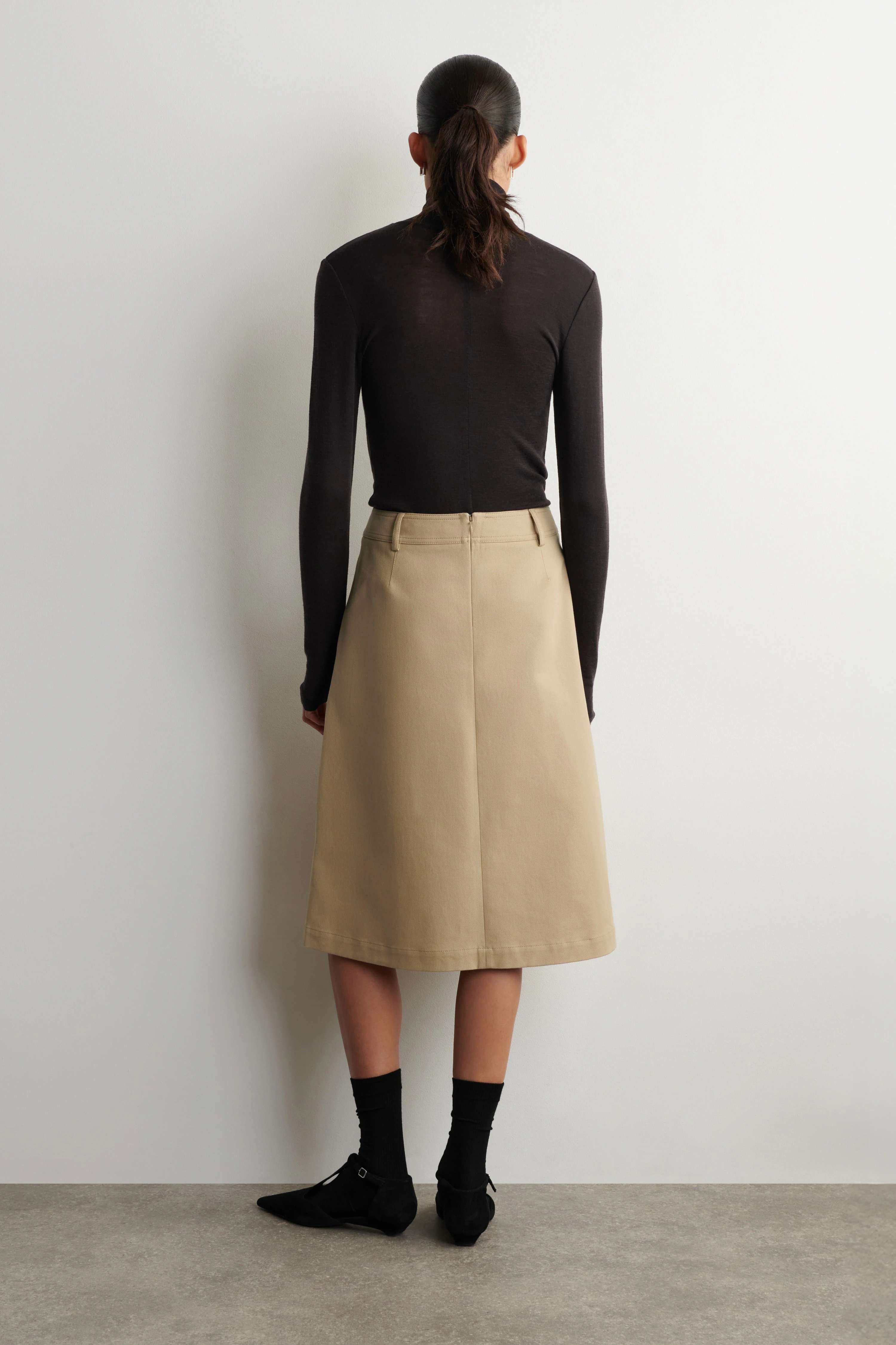 DECONSTRUCTED PLEATED COTTON MIDI SKIRT - 2