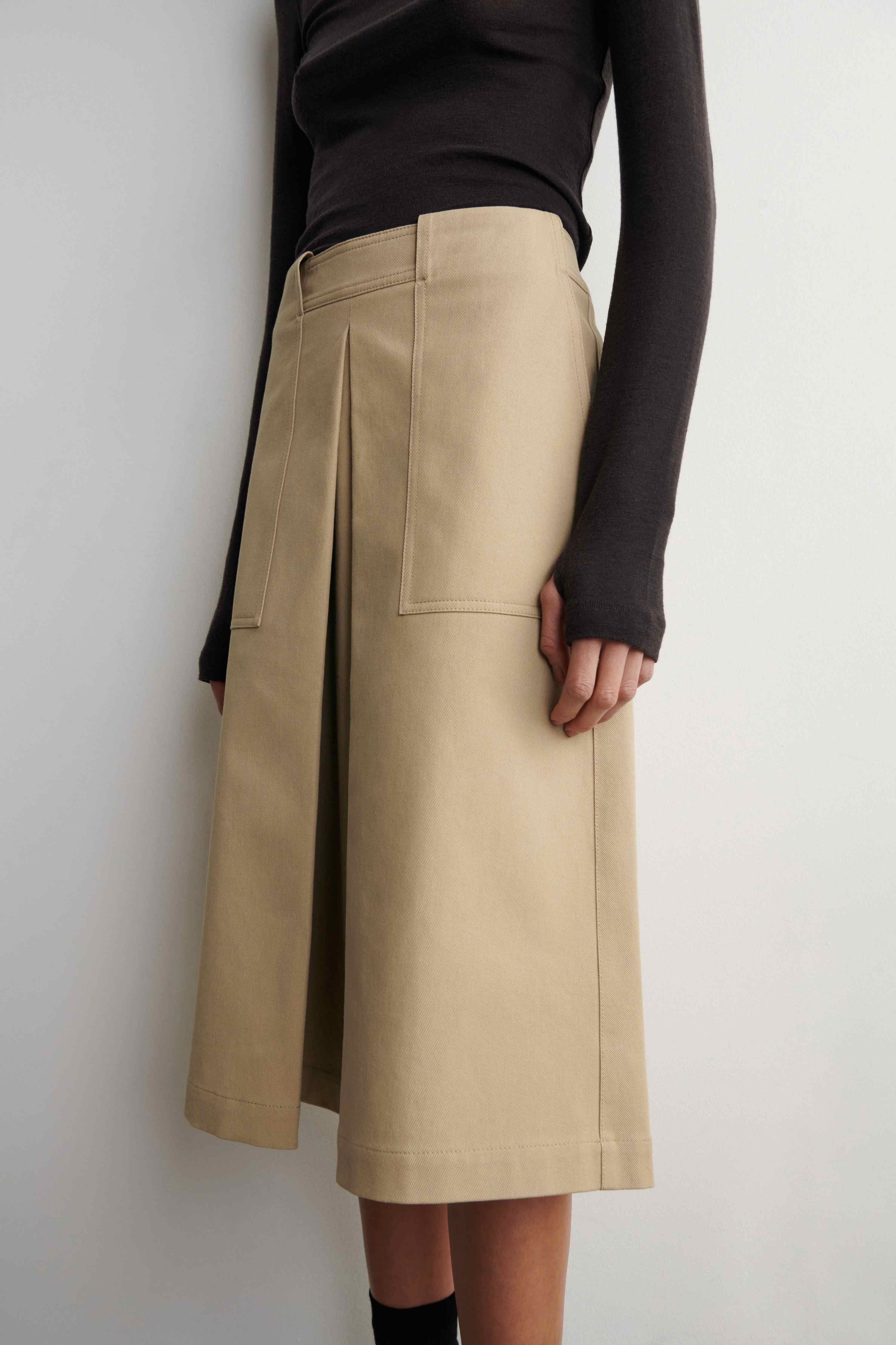 DECONSTRUCTED PLEATED COTTON MIDI SKIRT - 3