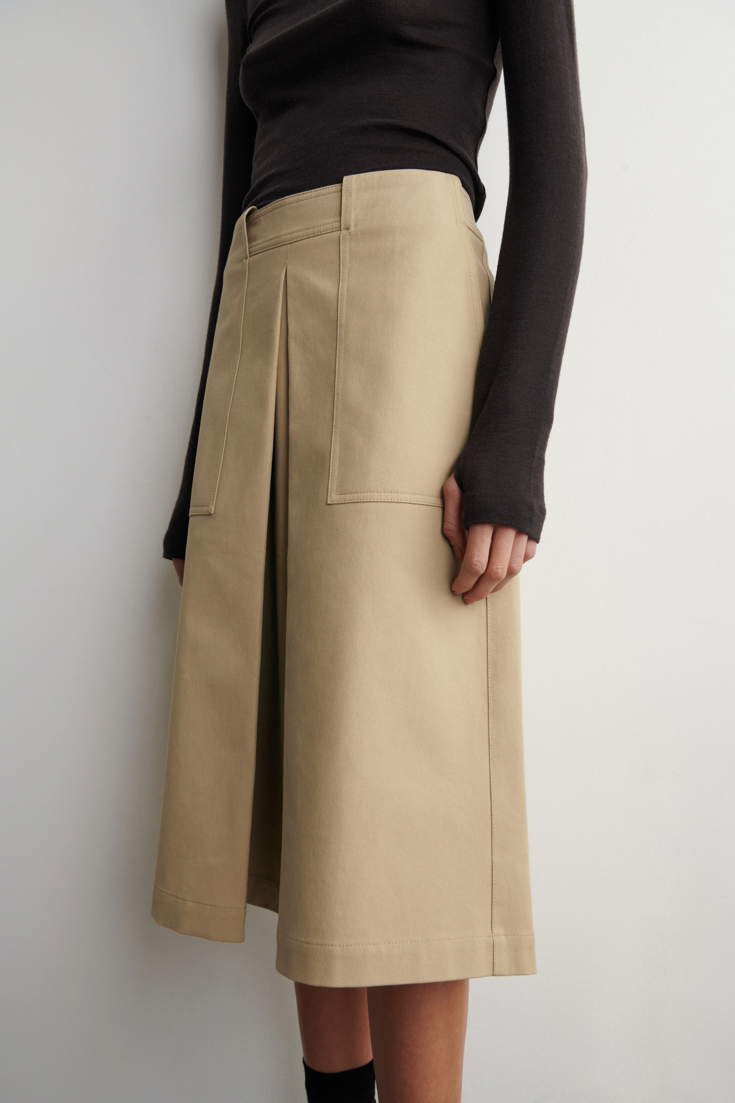 DECONSTRUCTED PLEATED COTTON MIDI SKIRT - 3