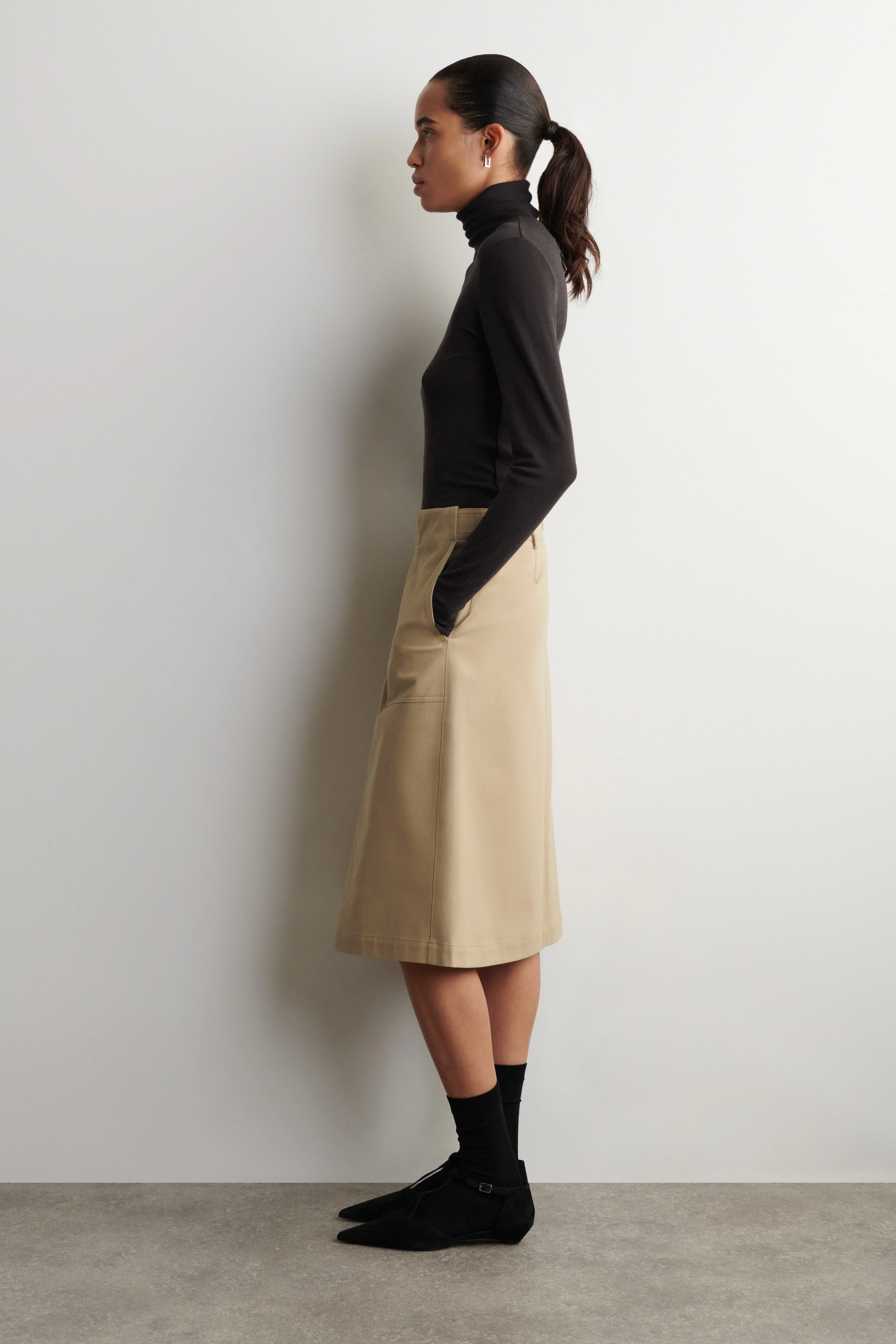 DECONSTRUCTED PLEATED COTTON MIDI SKIRT - 4