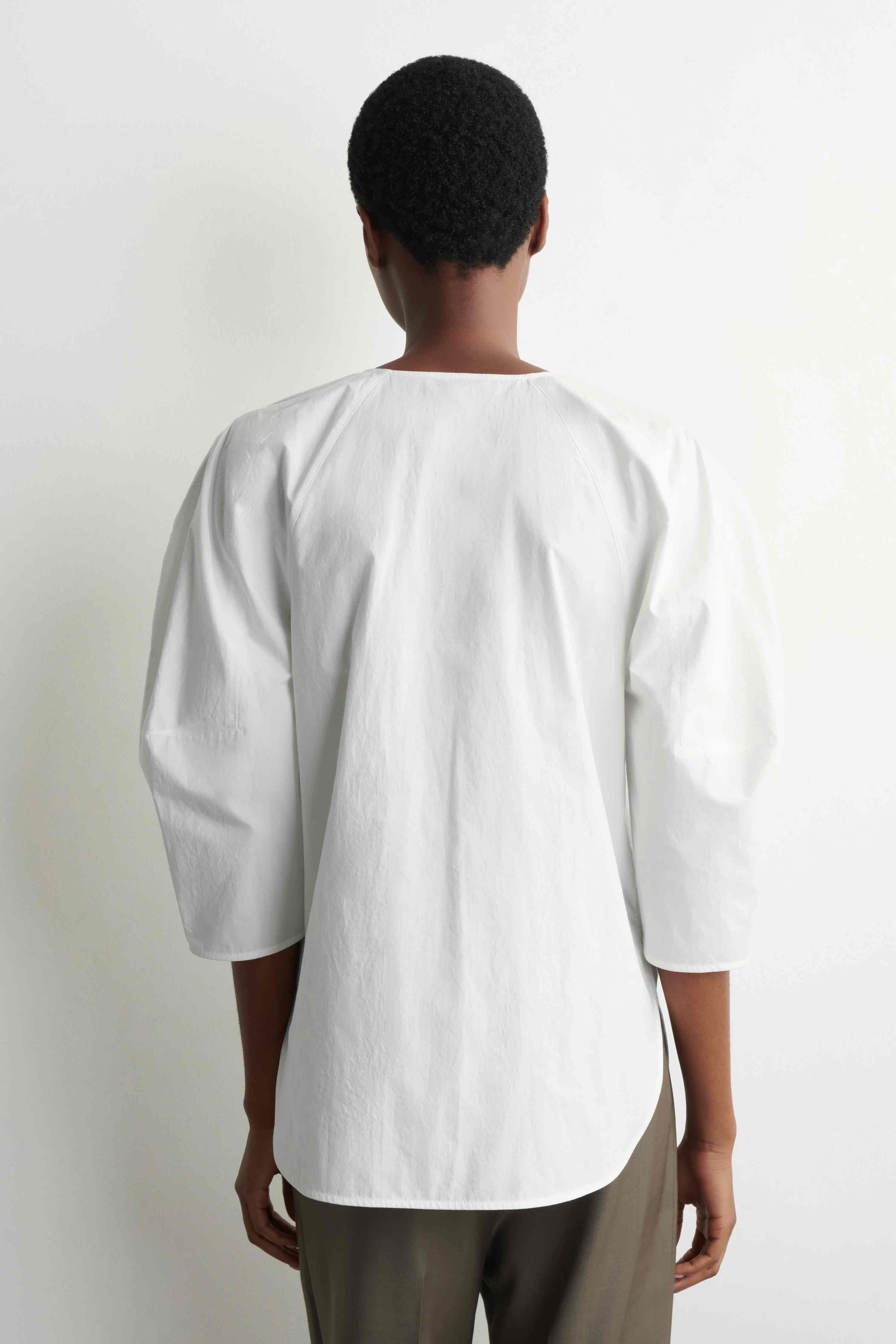 SCULPTURAL PIMA COTTON-POPLIN BLOUSE - 2