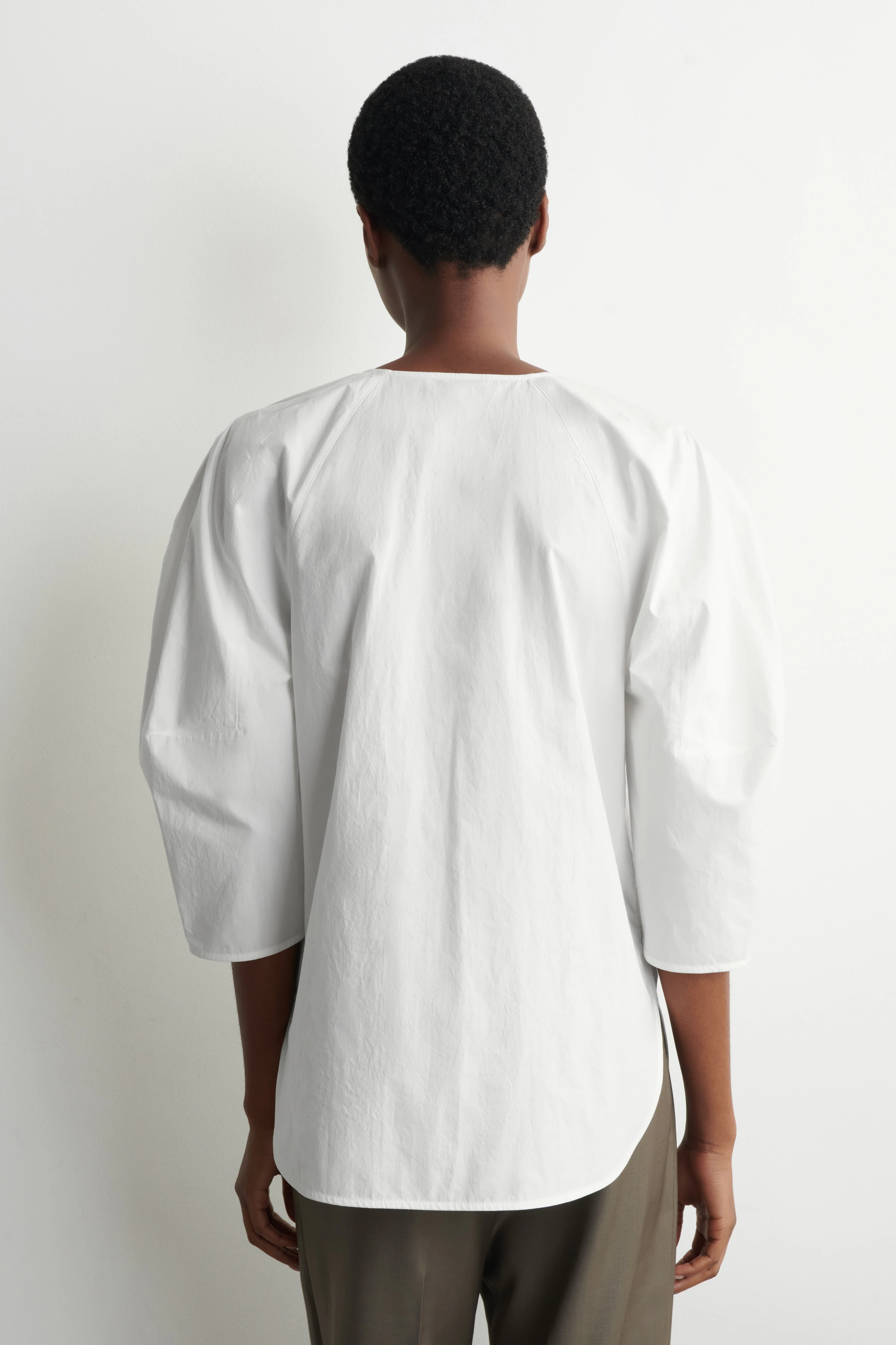 SCULPTURAL PIMA COTTON-POPLIN BLOUSE - 2