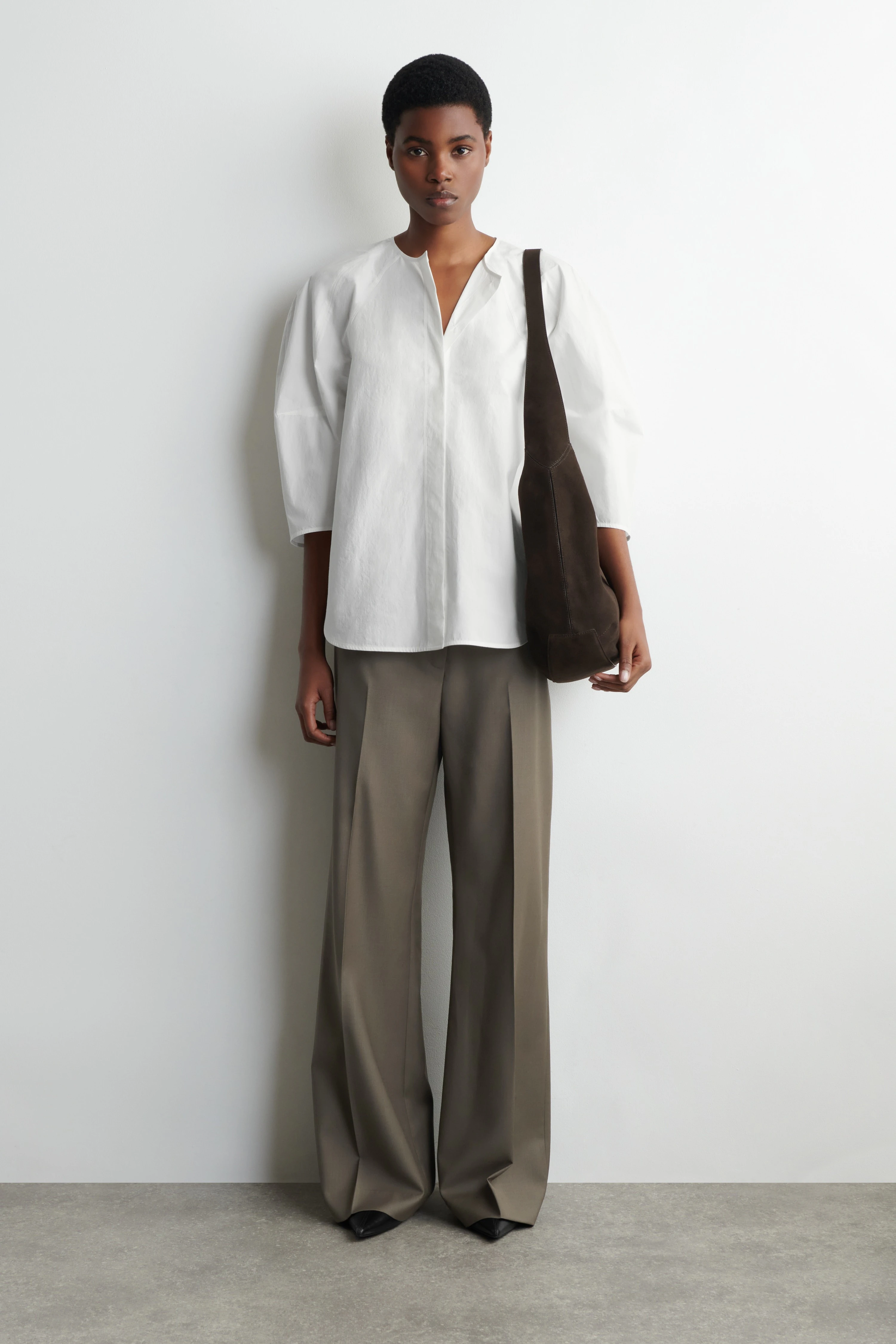 SCULPTURAL PIMA COTTON-POPLIN BLOUSE - 3