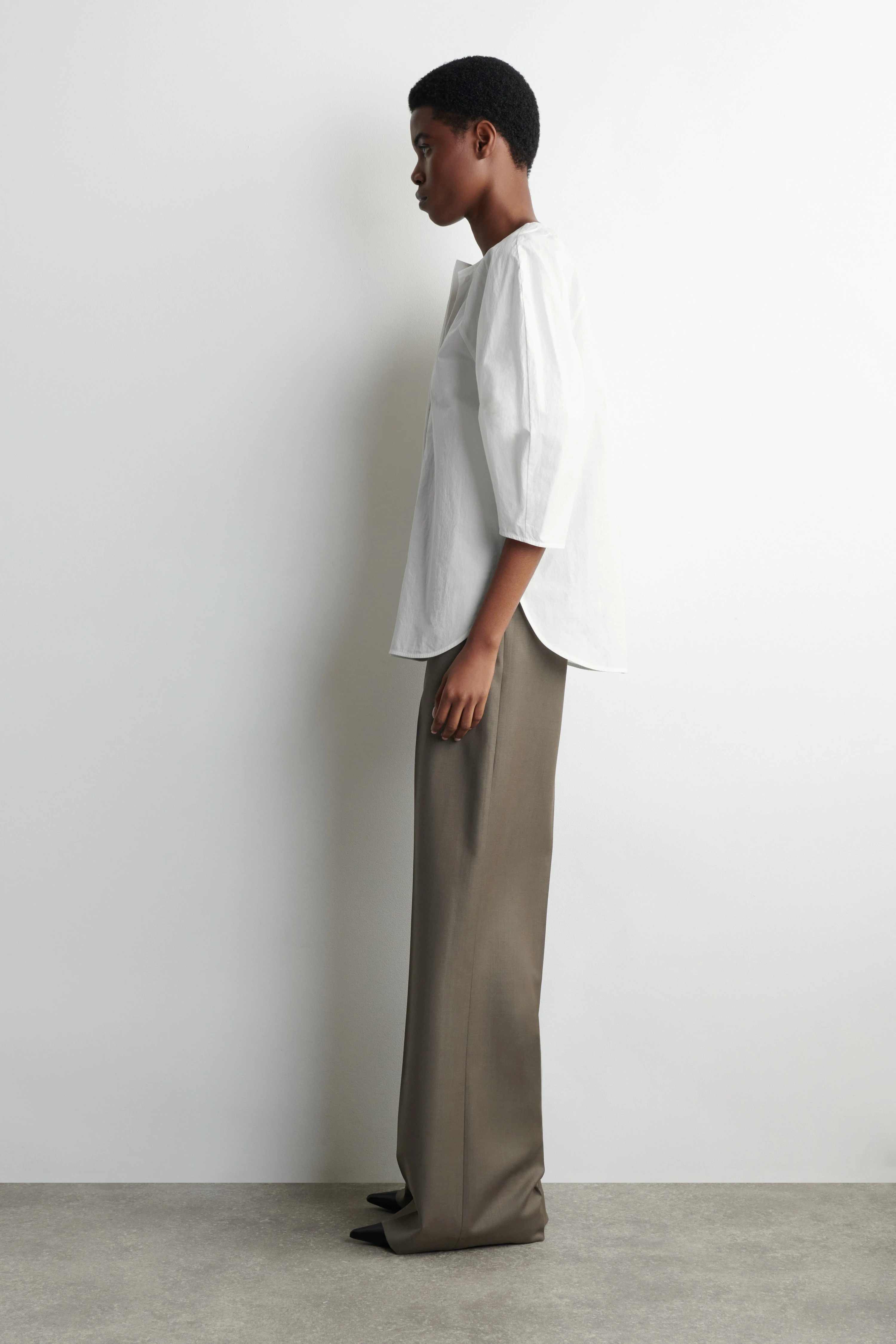 SCULPTURAL PIMA COTTON-POPLIN BLOUSE - 4