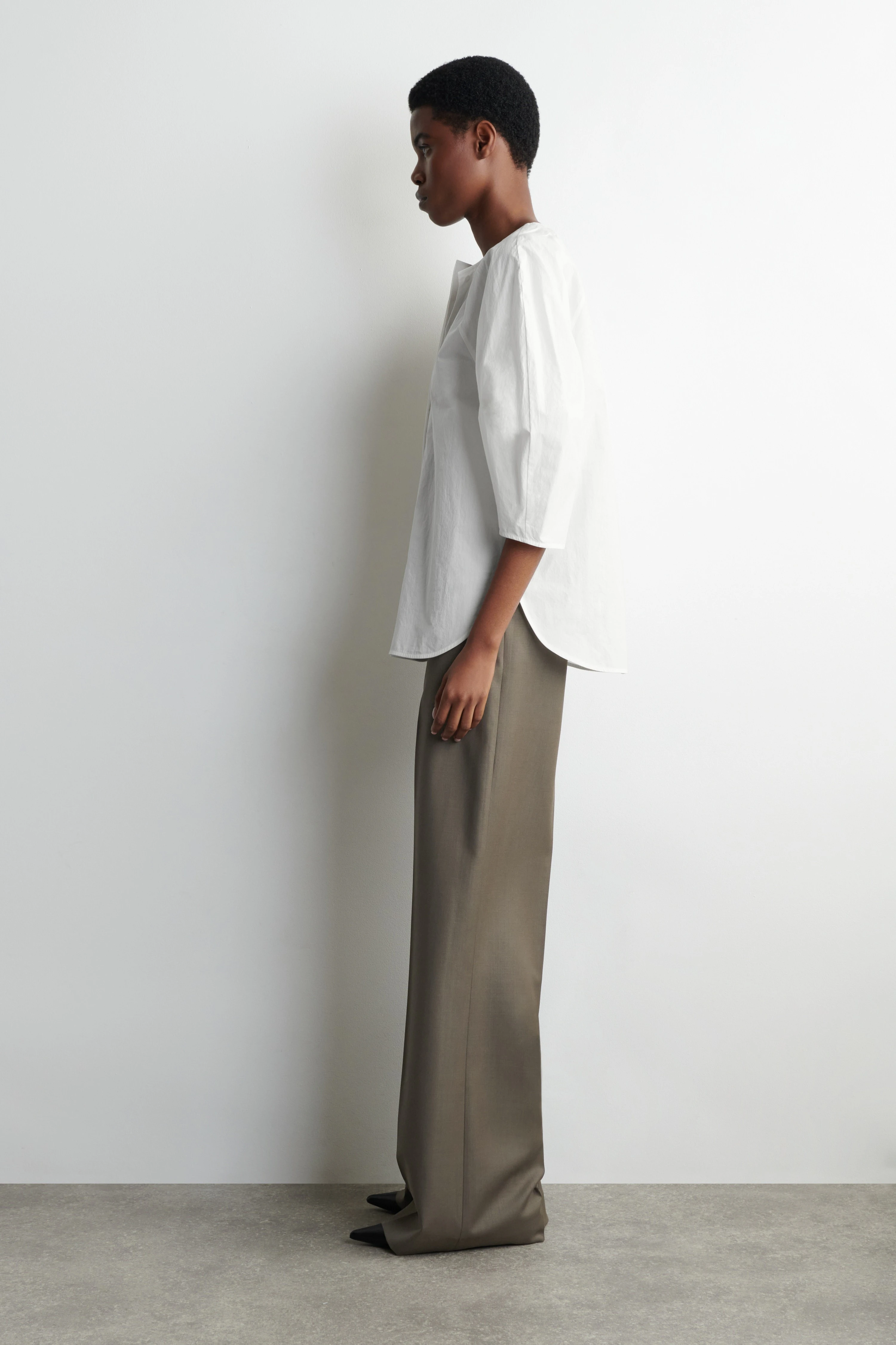 SCULPTURAL PIMA COTTON-POPLIN BLOUSE - 4