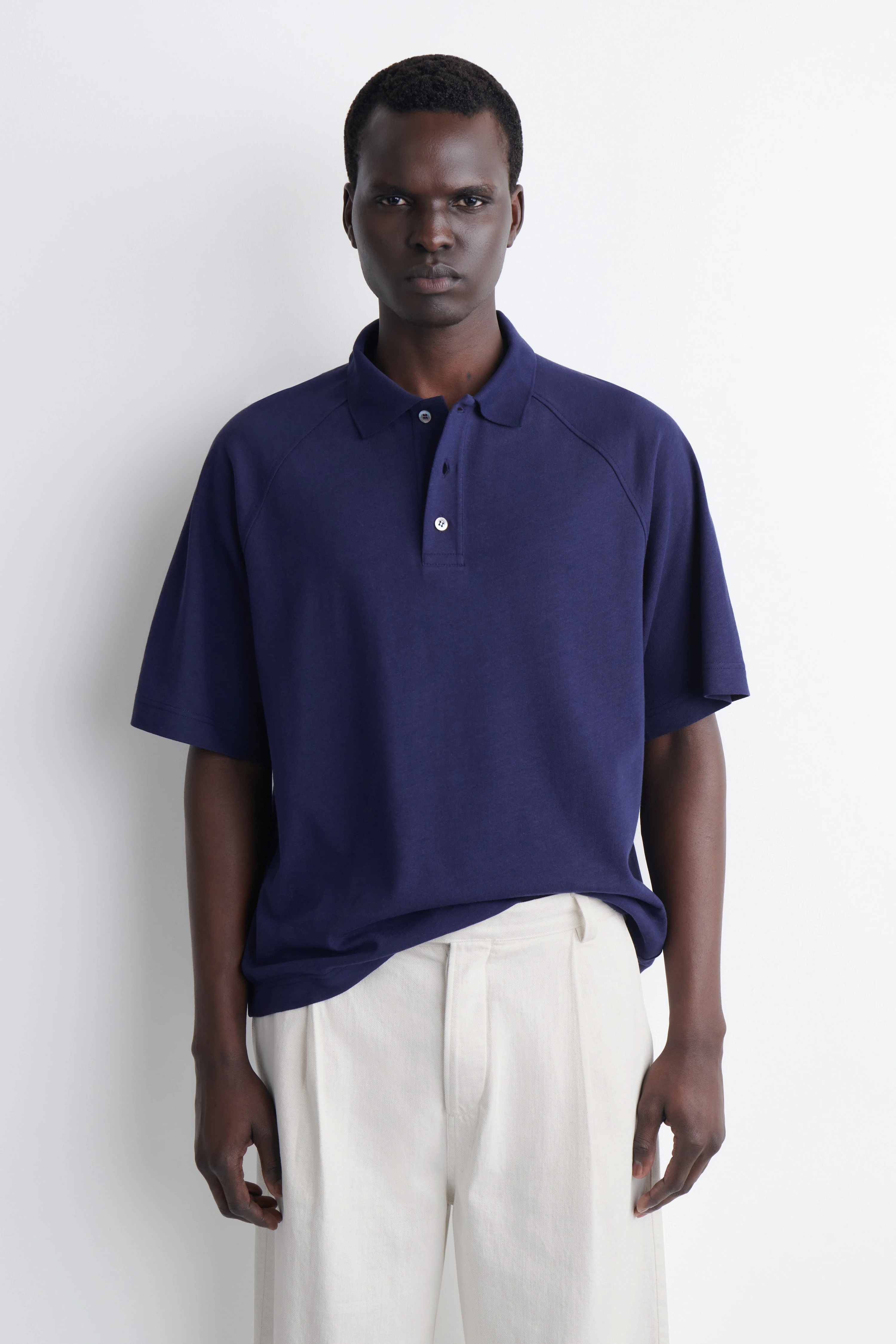 RELAXED COTTON-LINEN POLO SHIRT - 1