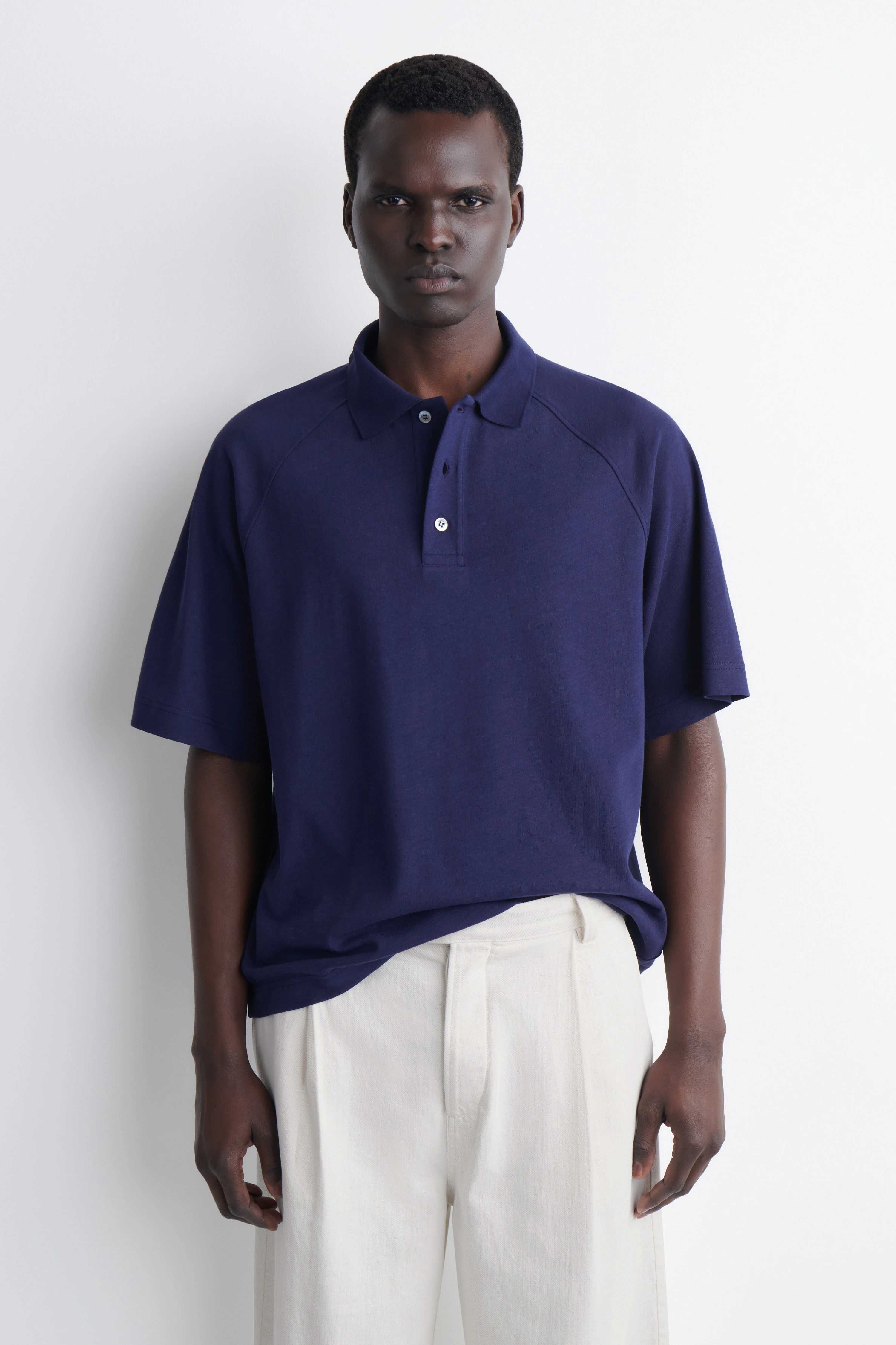 RELAXED COTTON-LINEN POLO SHIRT
