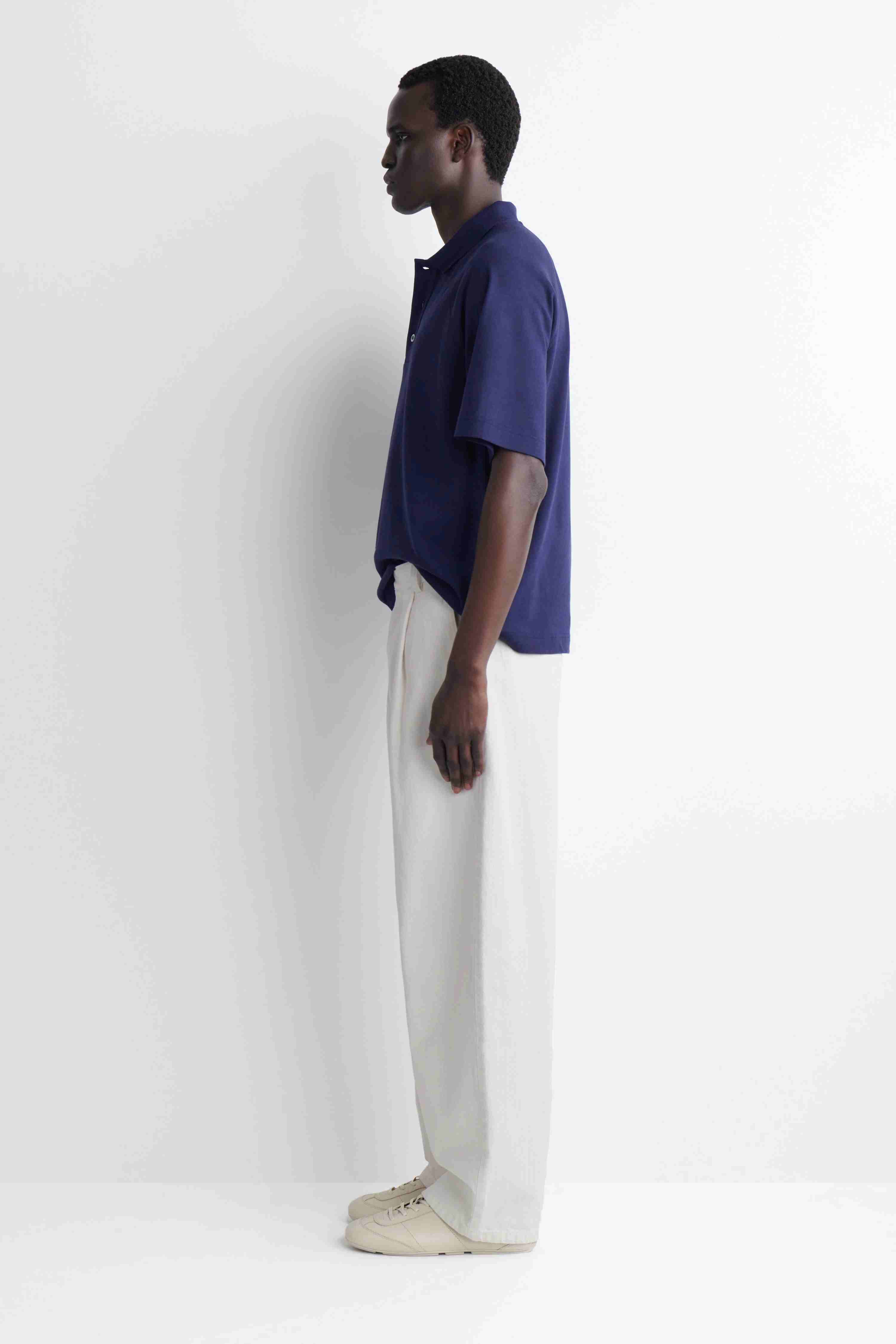 RELAXED COTTON-LINEN POLO SHIRT - 4